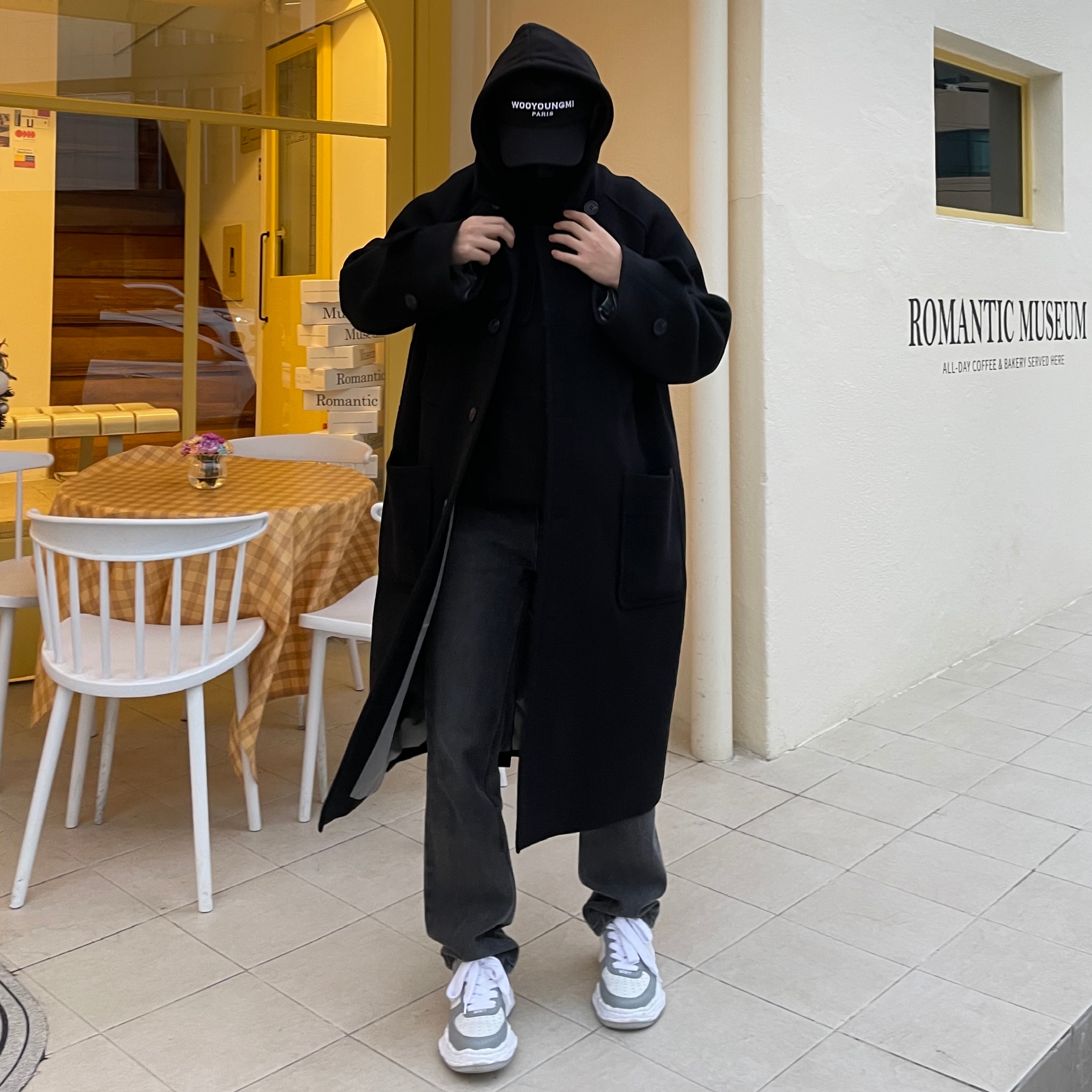 Undermycar Majanne Multi Button Oversized Wool Coat Black Oyster - 21FW, Maison Mihara Yasuhiro Wayne OG Sole Leather Low-top Sneakers Gray White 착용 스타일