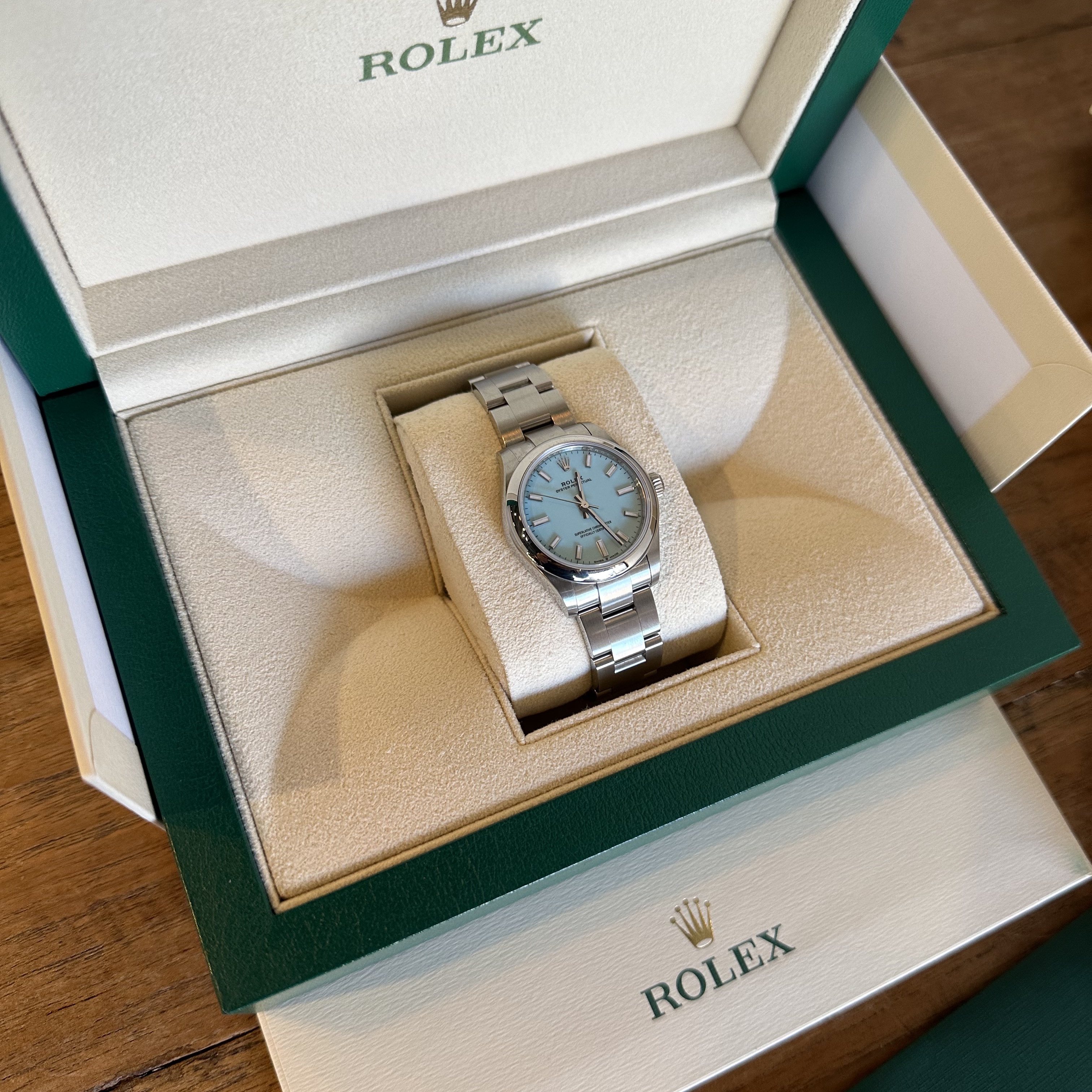 Rolex Oyster Perpetual 31mm 277200 Turquoise Blue Oyster 착용 스타일