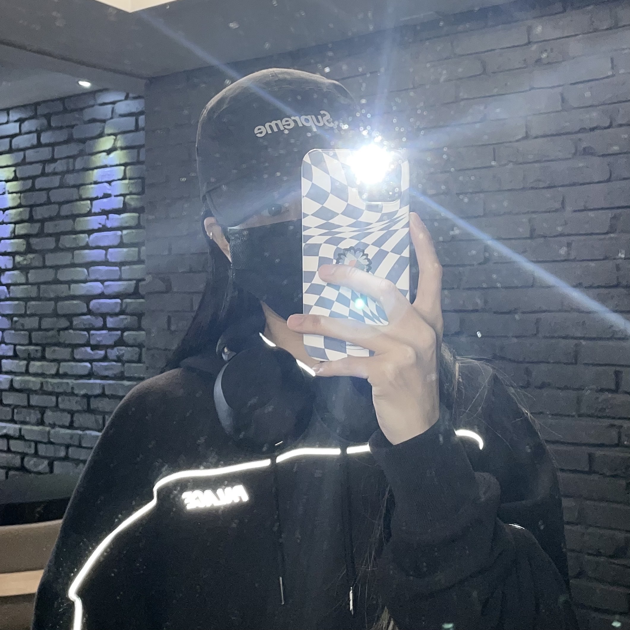 Supreme Washed Chino Twill Camp Cap Black, Palace Reflecto Hood Black - 19SS 착용 스타일 - 1