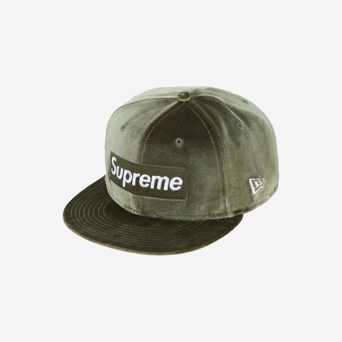 Supreme Velour Box Logo New Era Olive - 22FW 상세 이미지 2