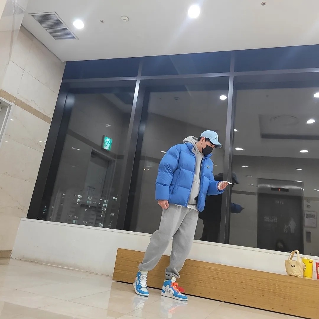 Supreme x Nike Reversible Puffy Jacket Blue - 21SS, Nike x Stussy NRG RA Pullover Hoodie Dark Grey Heather (DJ9488-063) 착용 스타일