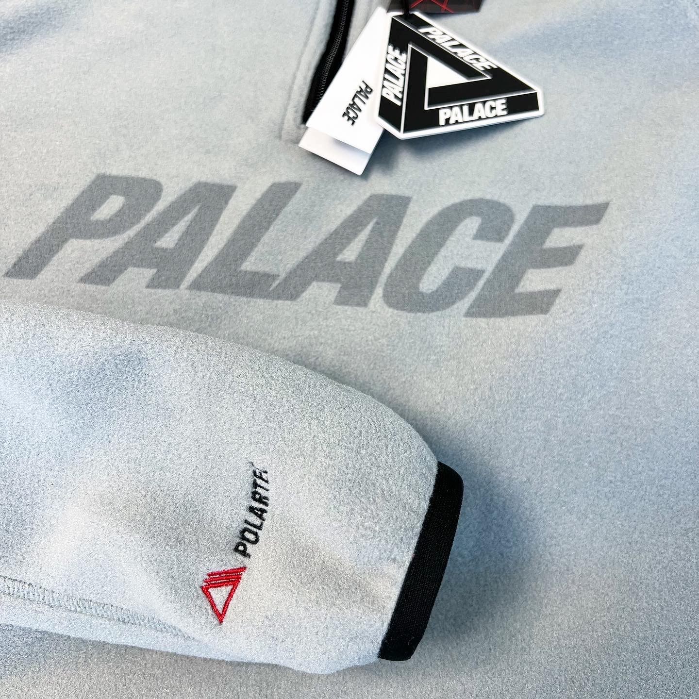 Palace Polartec 1/4 Zip Grey - 21SS 착용 스타일 - 1