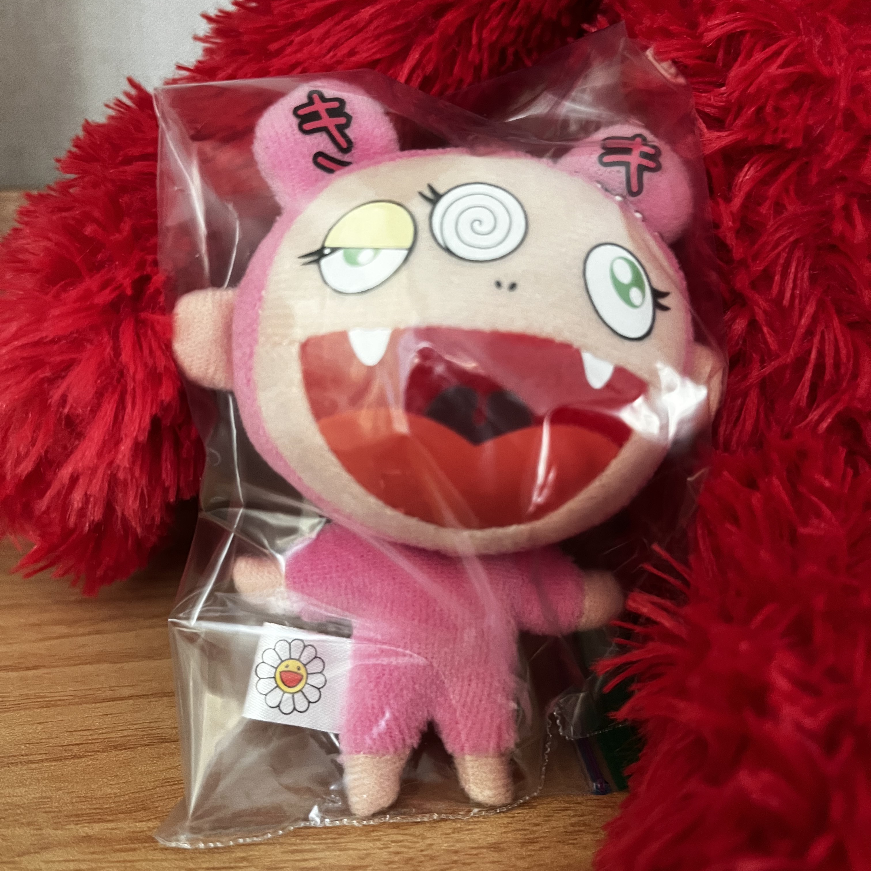 Kaikai Kiki Kiki Mini Plush Figure Keychain Pink 착용 스타일 - 2
