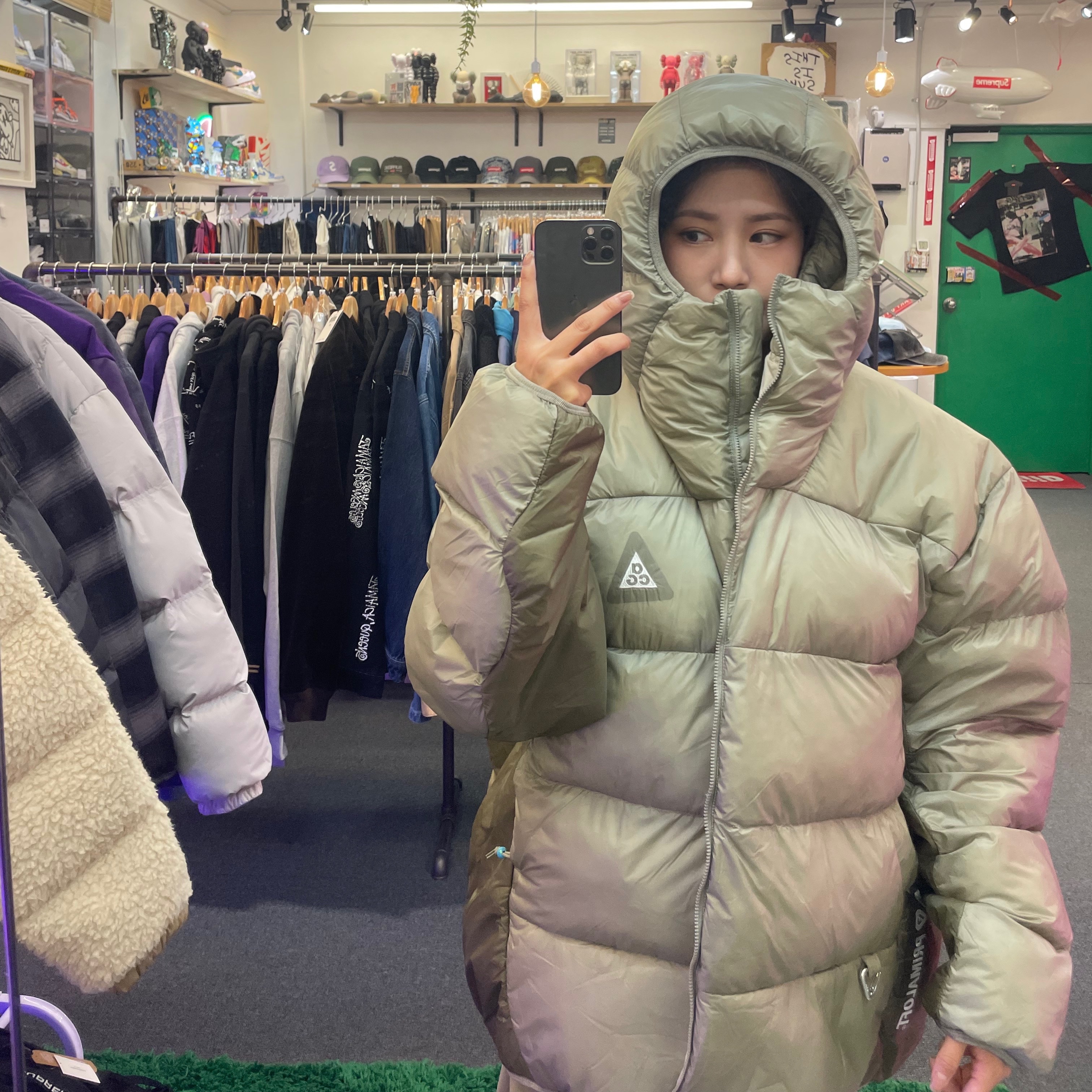 Nike ACG Therma-Fit ADV Lunar Lake Puffer Jacket Light Army - Asia 착용 스타일