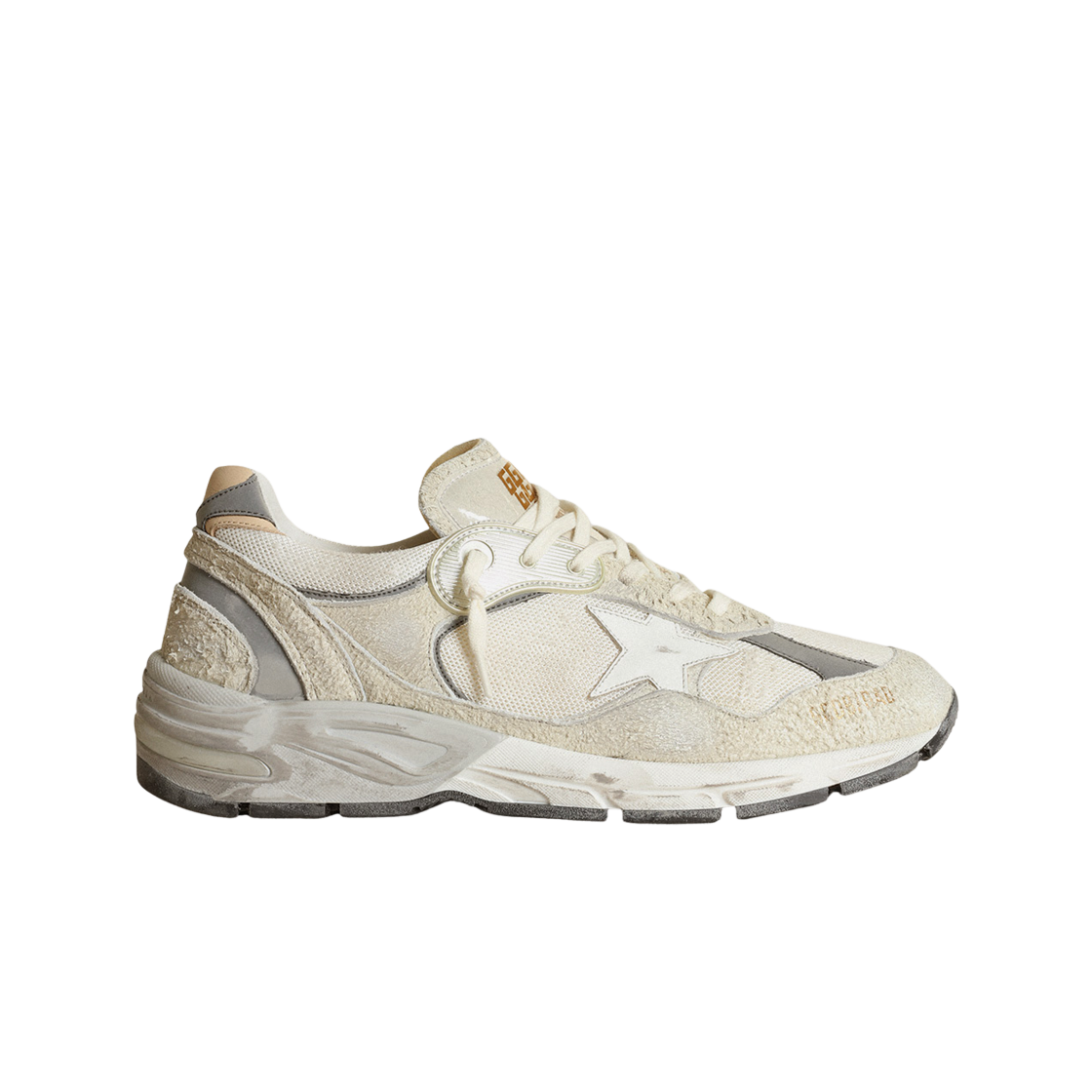 (W) 골든구스 메쉬 스웨이드 레더 대드스타 스니커즈 화이트 베이지((W) Golden Goose Mesh and Suede Leather Dad-Star Sneakers White Beige)