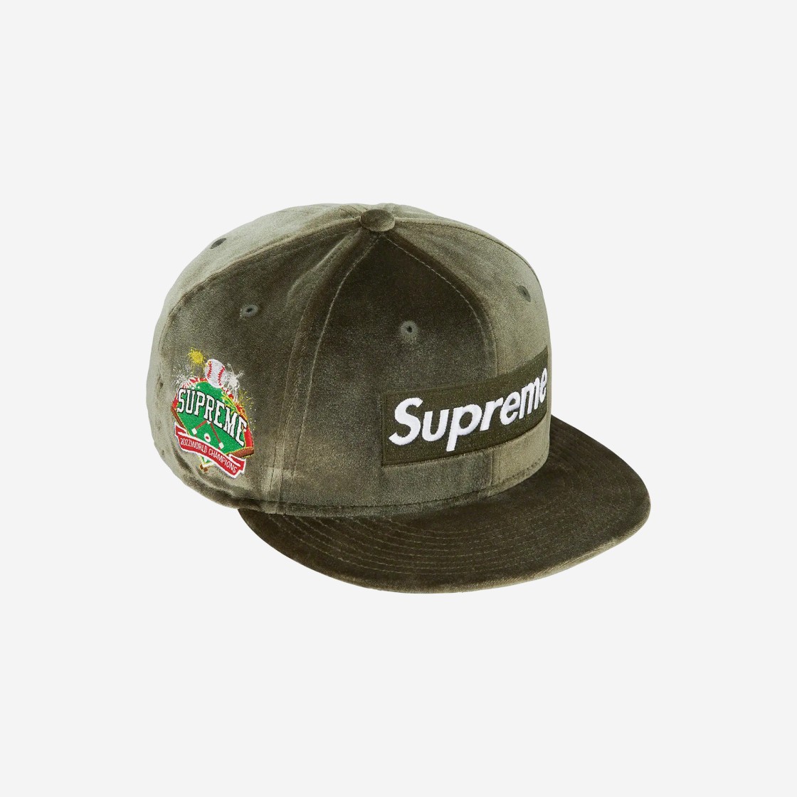 Supreme Velour Box Logo New Era Olive - 22FW 상세 이미지 1