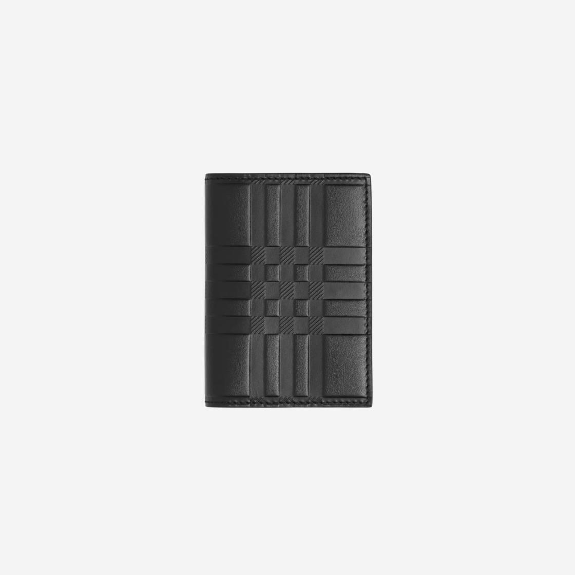 Burberry Embossed Check Leather Folding Card Case Black 상세 이미지 1