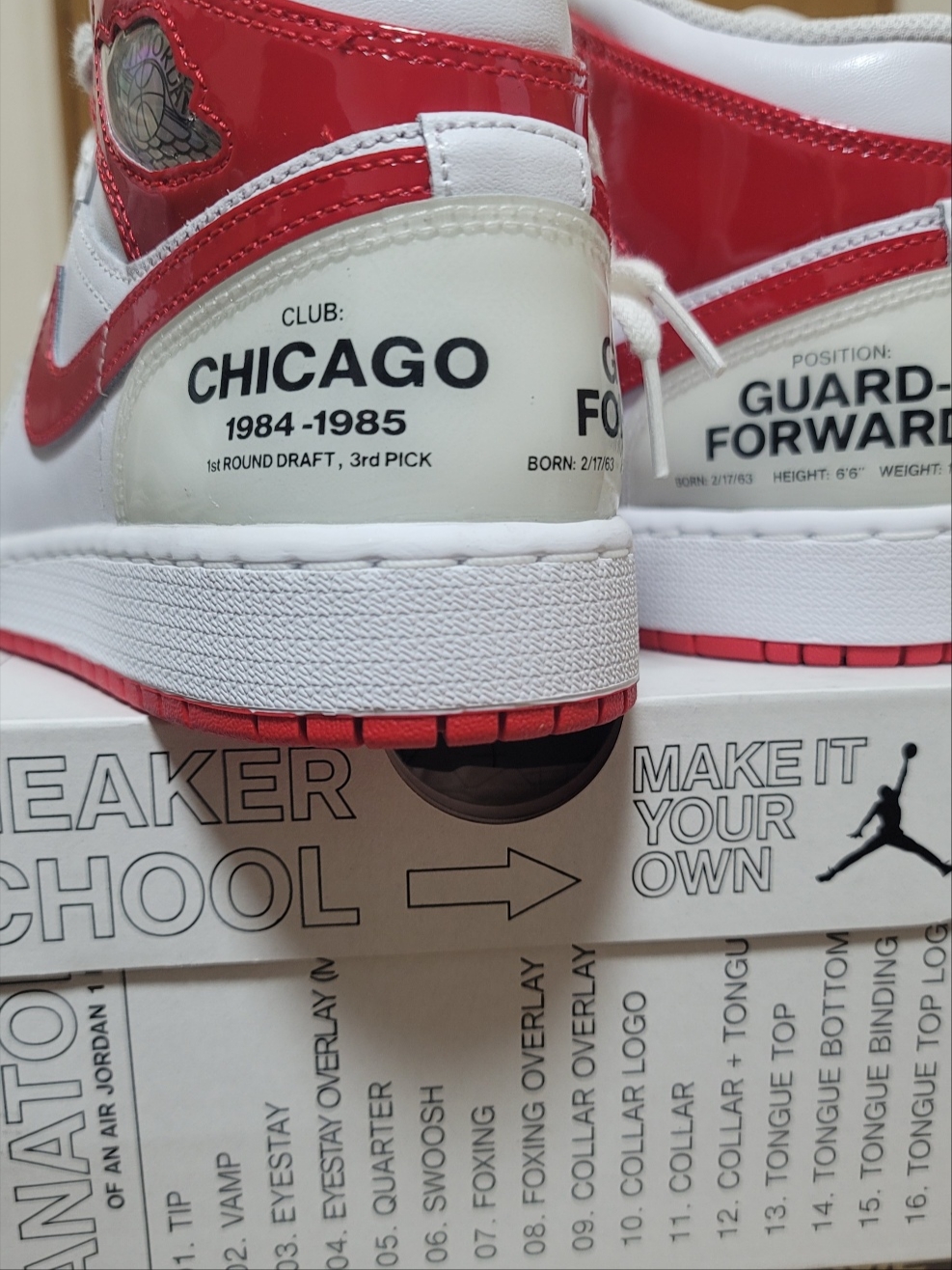 (GS) Jordan 1 Mid SS White University Red 착용 스타일