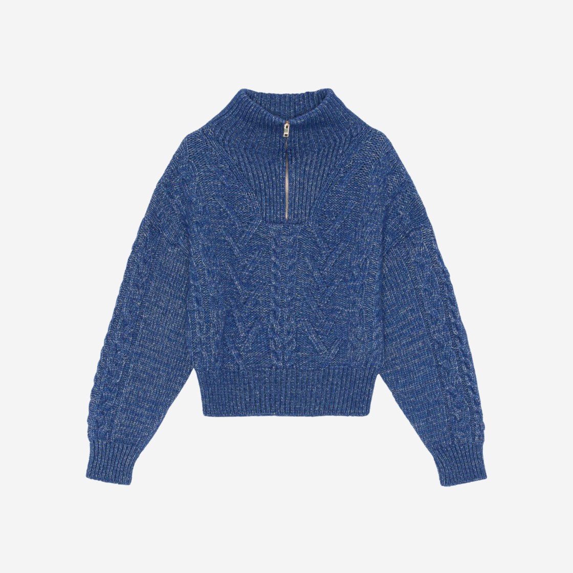 (W) Ganni Chunky Cable Sweater Nautical Blue 상세 이미지 1