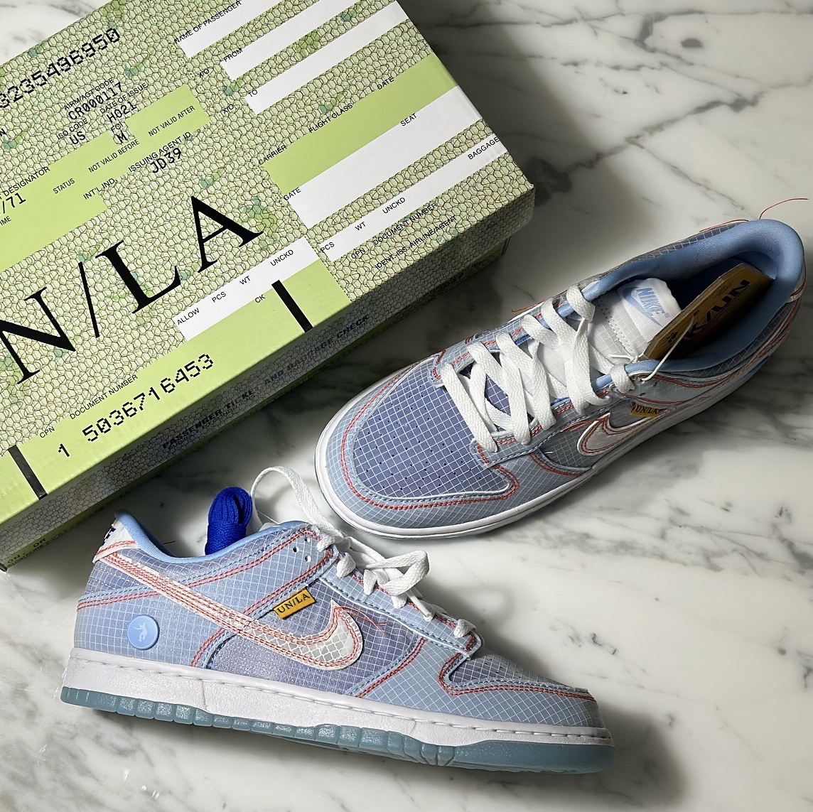 Nike x Union Dunk Low Passport Pack Argon 착용 스타일 - 1
