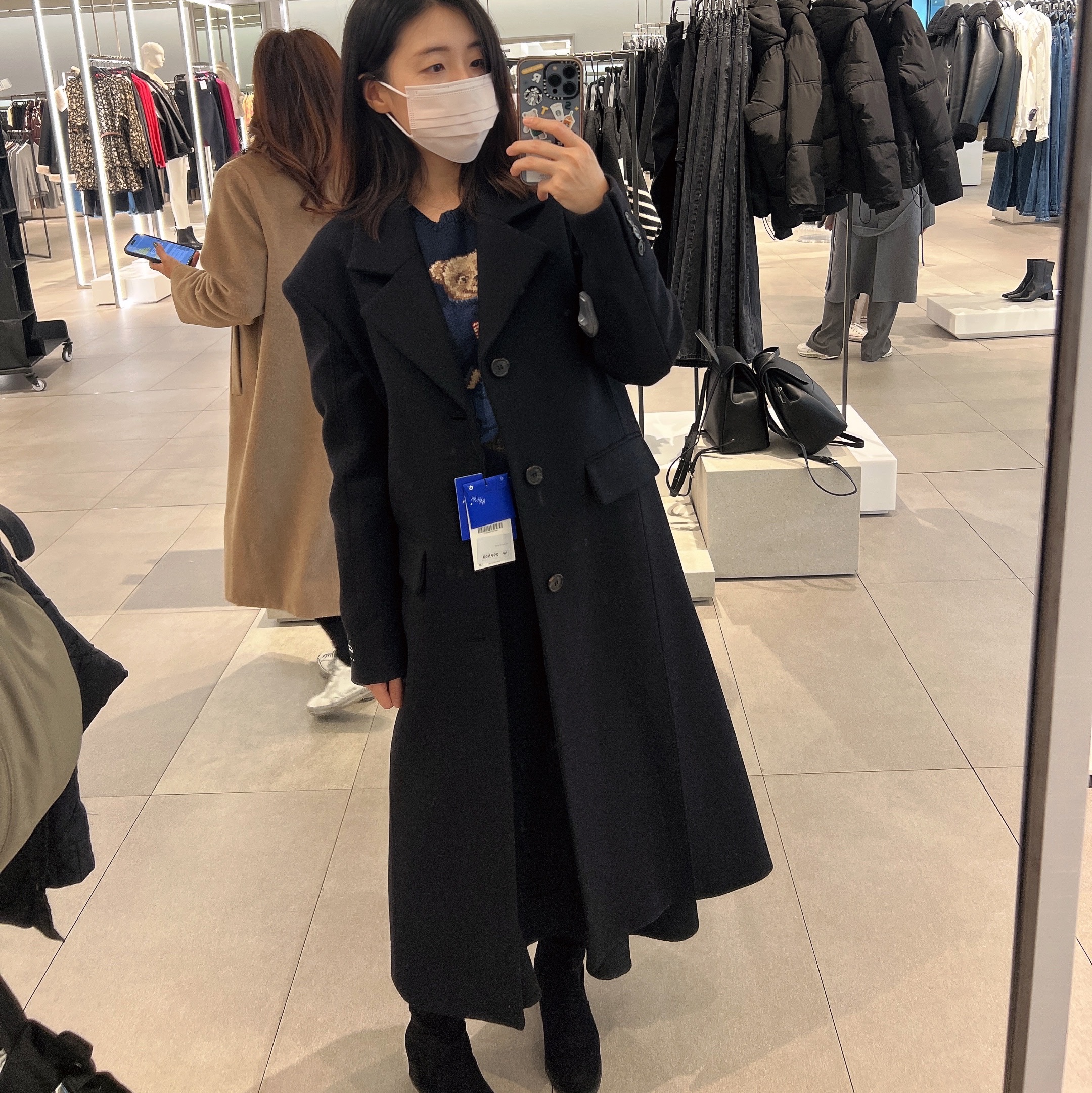 Zara x Ader Error Wool Blend Oversize Coat Black 착용 스타일