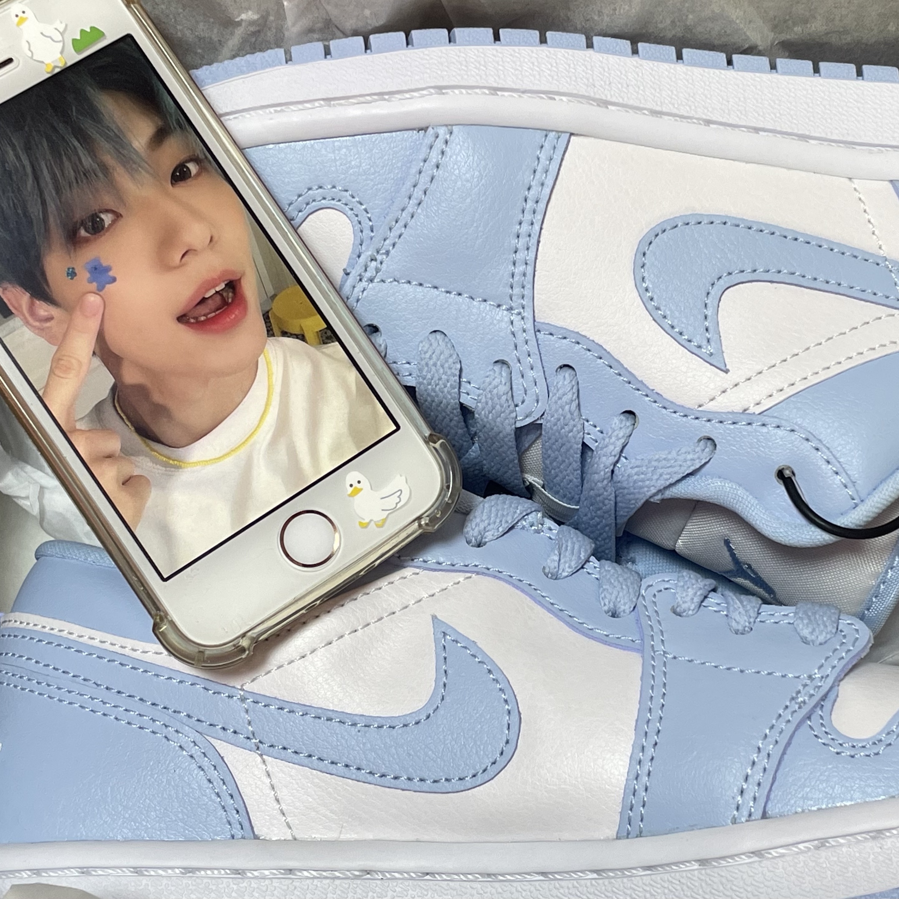 (W) Jordan 1 Low White Ice Blue 착용 스타일