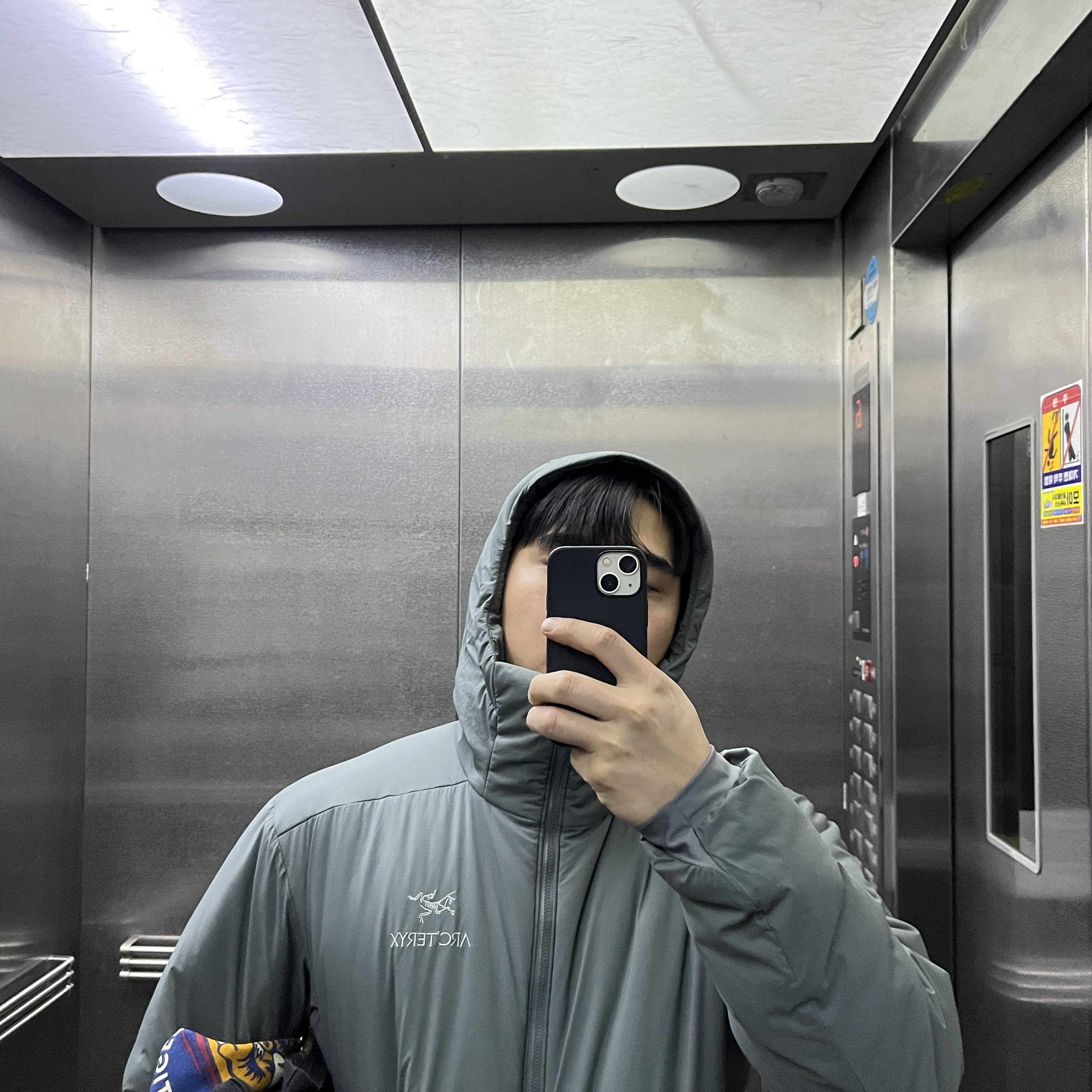 Arc'teryx Atom AR Hoody Microchip 착용 스타일