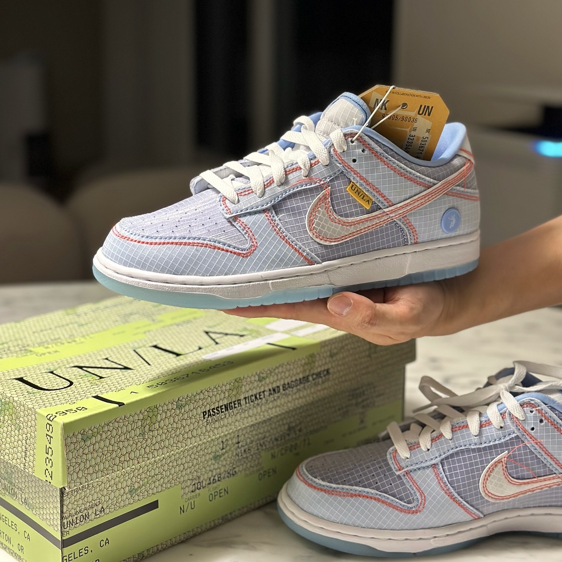 Nike x Union Dunk Low Passport Pack Argon 착용 스타일 - 4