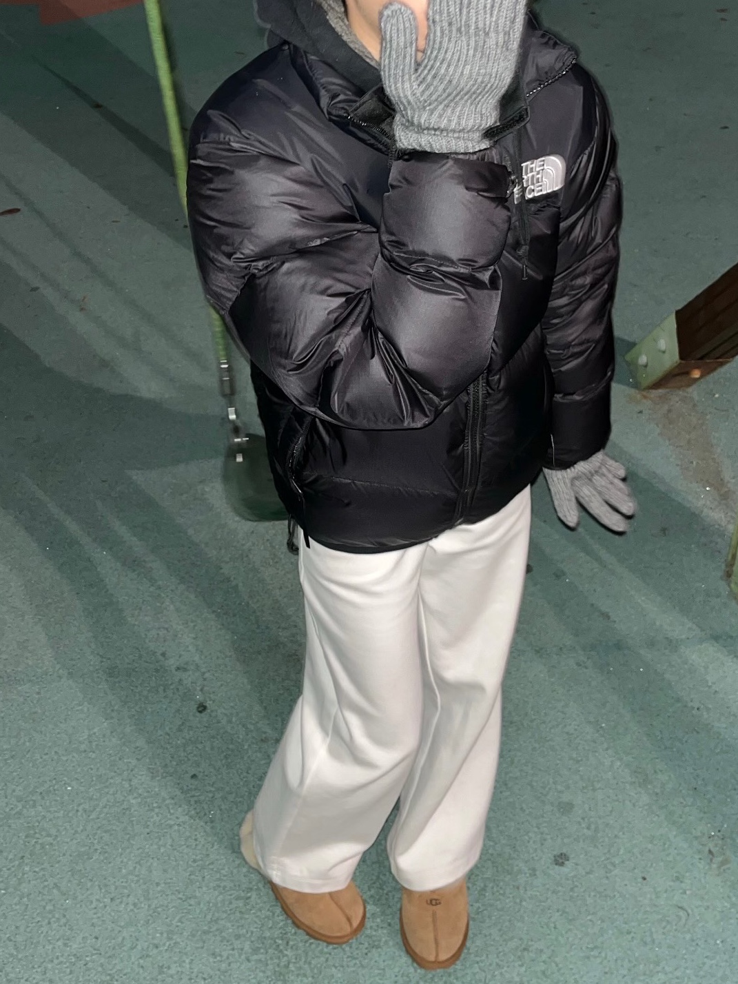 The North Face 1996 Eco Nuptse Jacket Black 착용 스타일