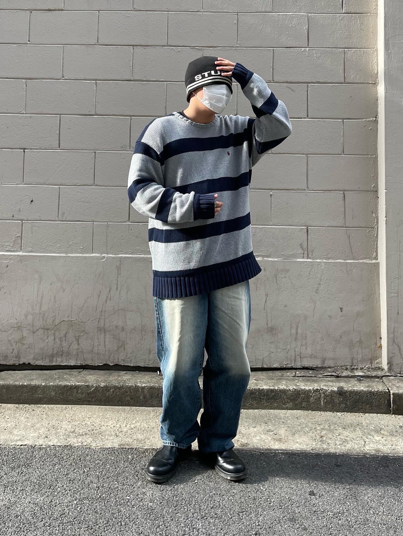 Stussy Jacquard Stripe Skullcap Beanie Black 착용 스타일