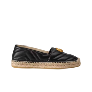 (W) Gucci Double G Espadrille Leather Black