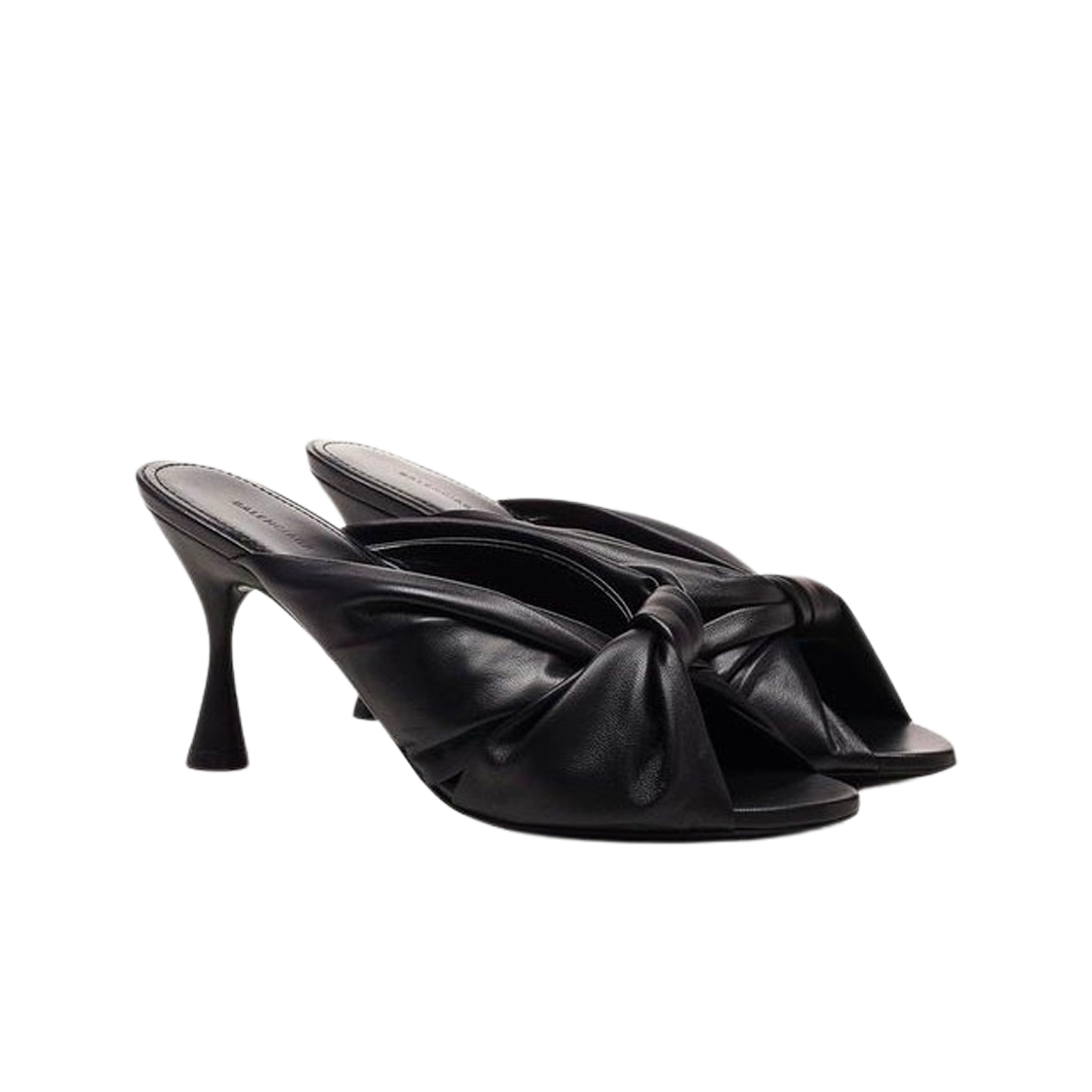 (W) 발렌시아가 스무스 나파 램스킨 드레이피 80mm 뮬 블랙((W) Balenciaga Smooth Nappa Lambskin Drapy 80mm Mule Black) - 2