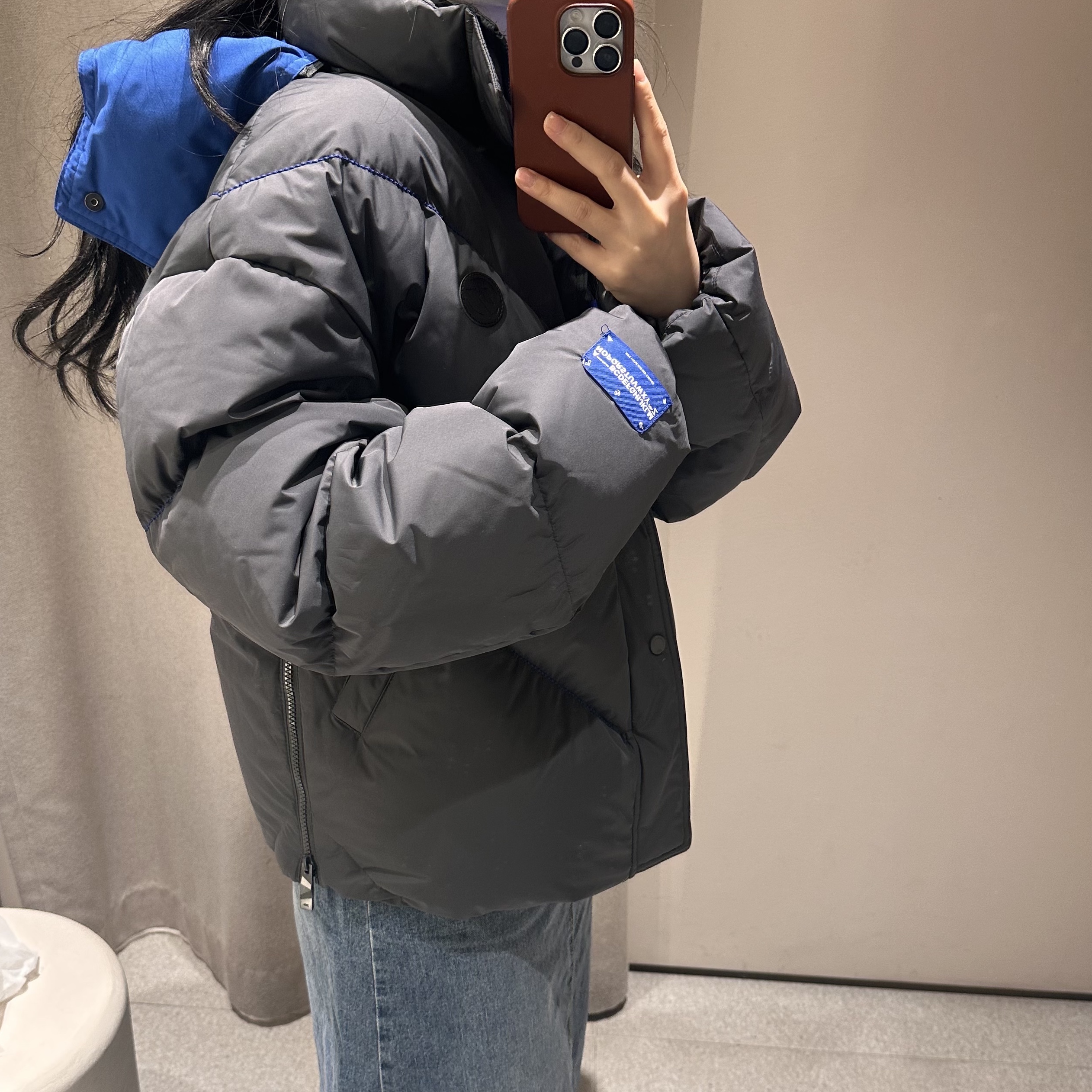 Zara x Ader Error Oversize Puffer Jacket Grey 착용 스타일 - 1