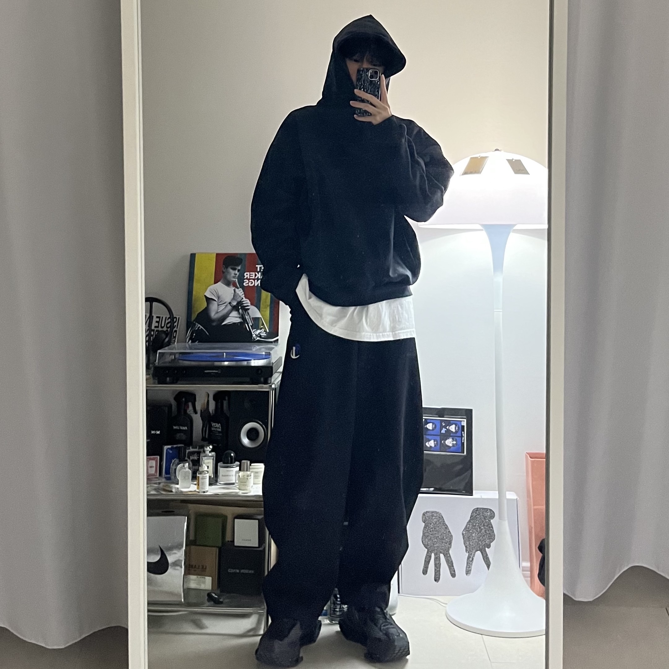 Zara x Ader Error Jogger Pants Black, Nike x Matthew M Williams Zoom 004 Triple Black 착용 스타일 - 1