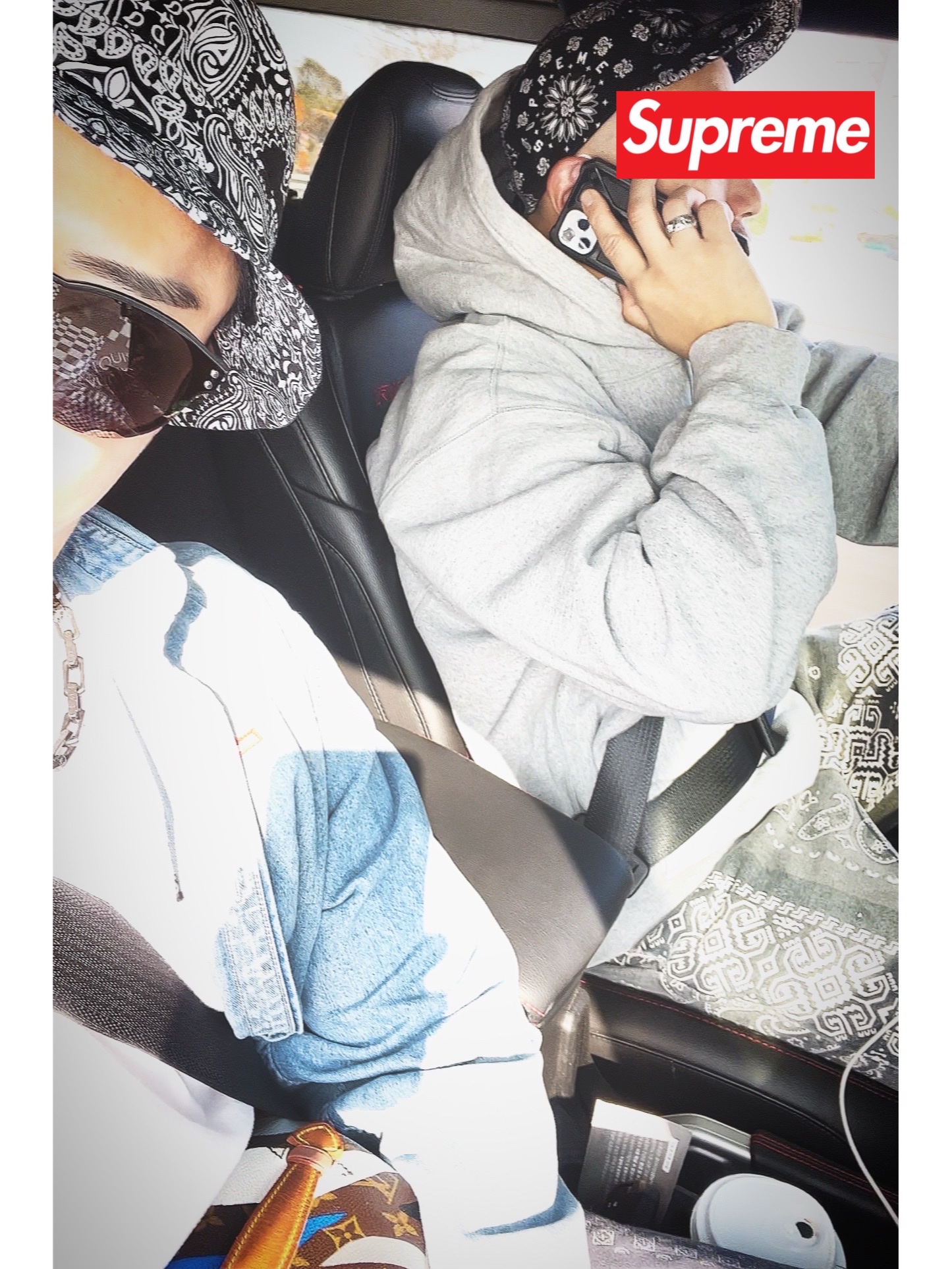Supreme Bandana Camp Cap Black - 21SS, Supreme Bandana Crusher Black - 21SS 착용 스타일 - 1