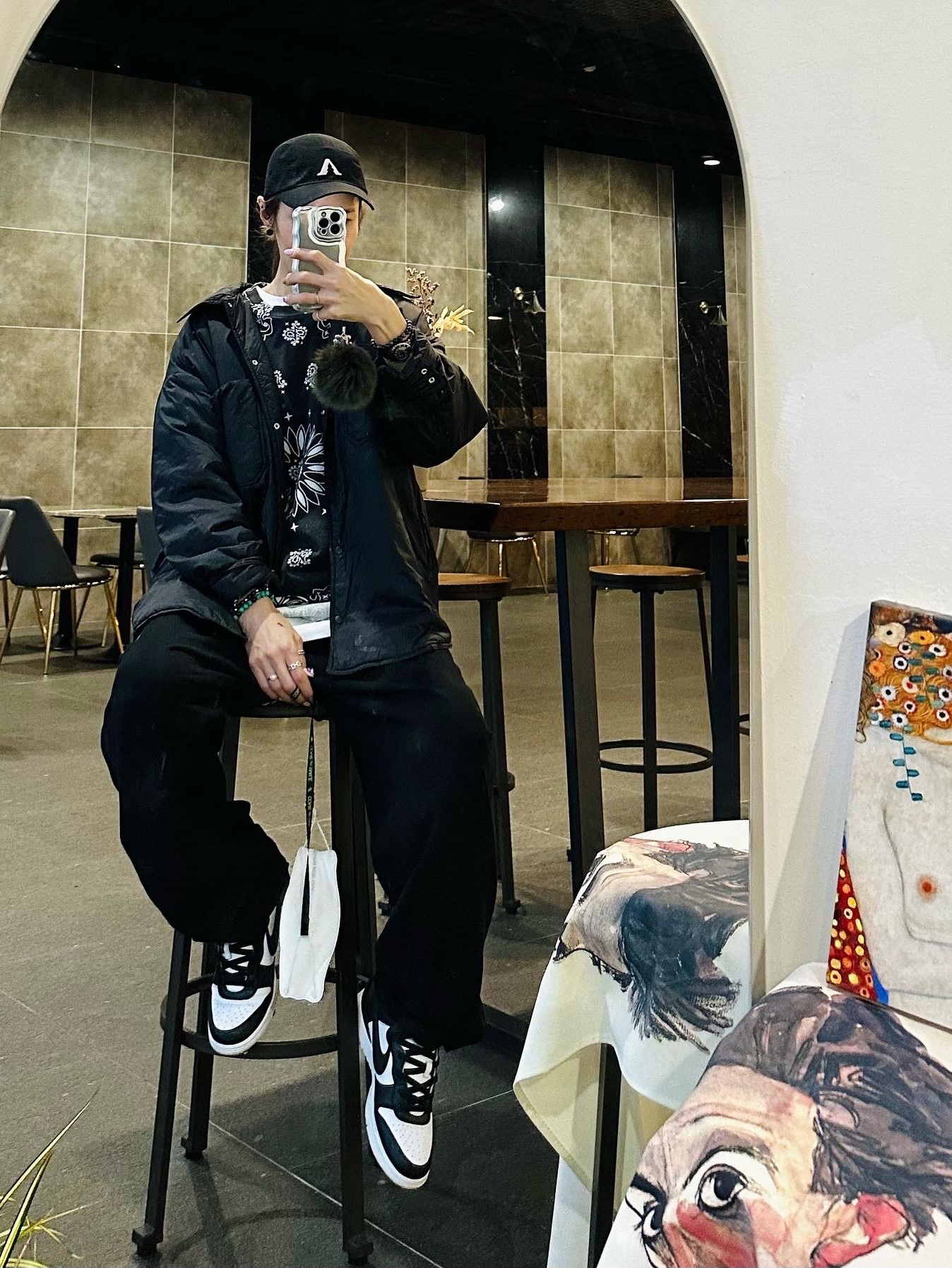 Nike x Ambush Dunk High Black, Supreme Small Box T-Shirt Black Bandana - 21SS 착용 스타일 - 2