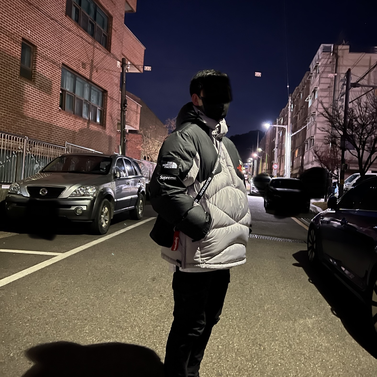 Supreme x The North Face 800-Fill Half Zip Hooded Pullover Grey - 22FW 착용 스타일