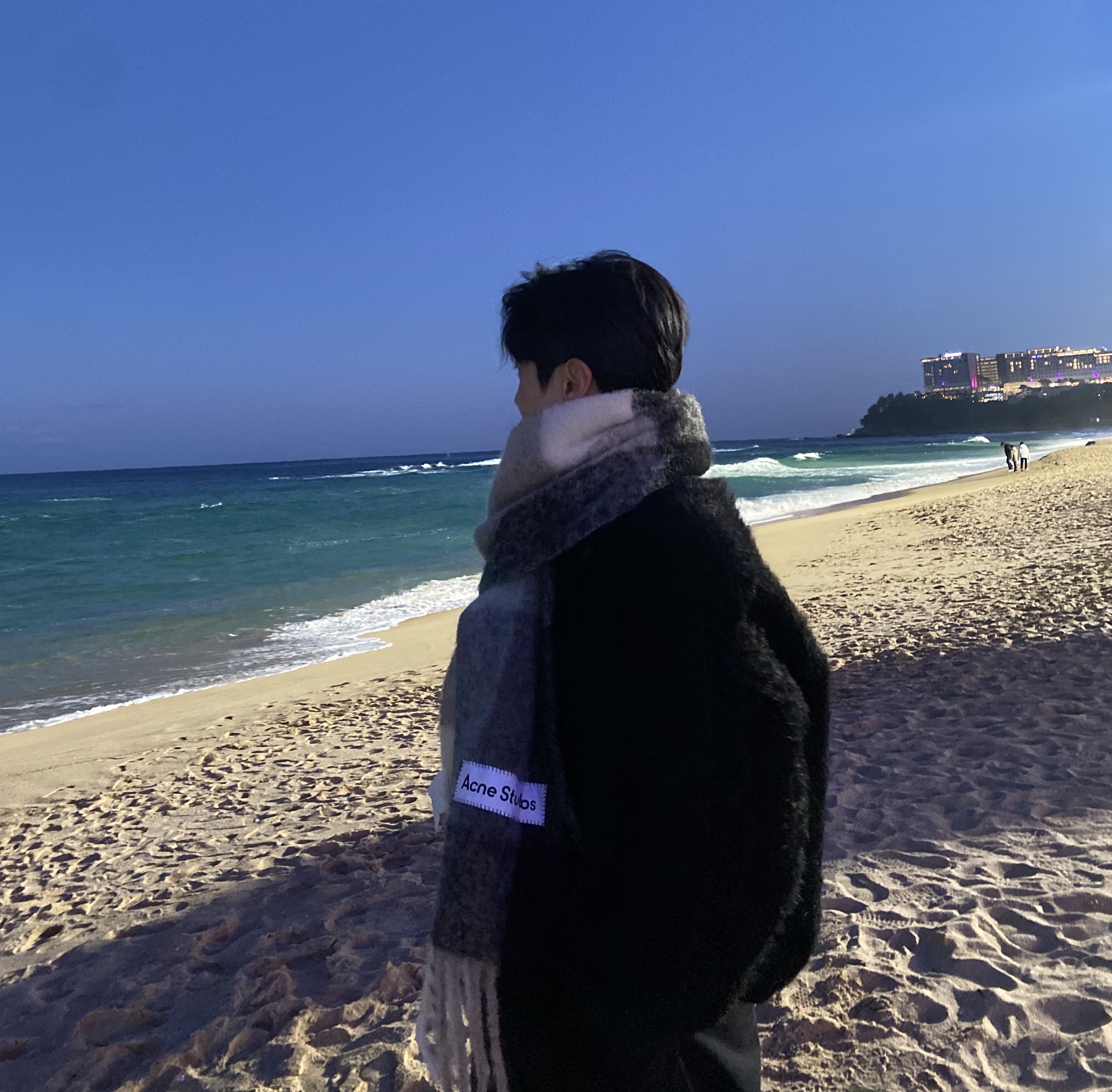 Acne Studios Mohair Check Muffler Grey Green Black 착용 스타일