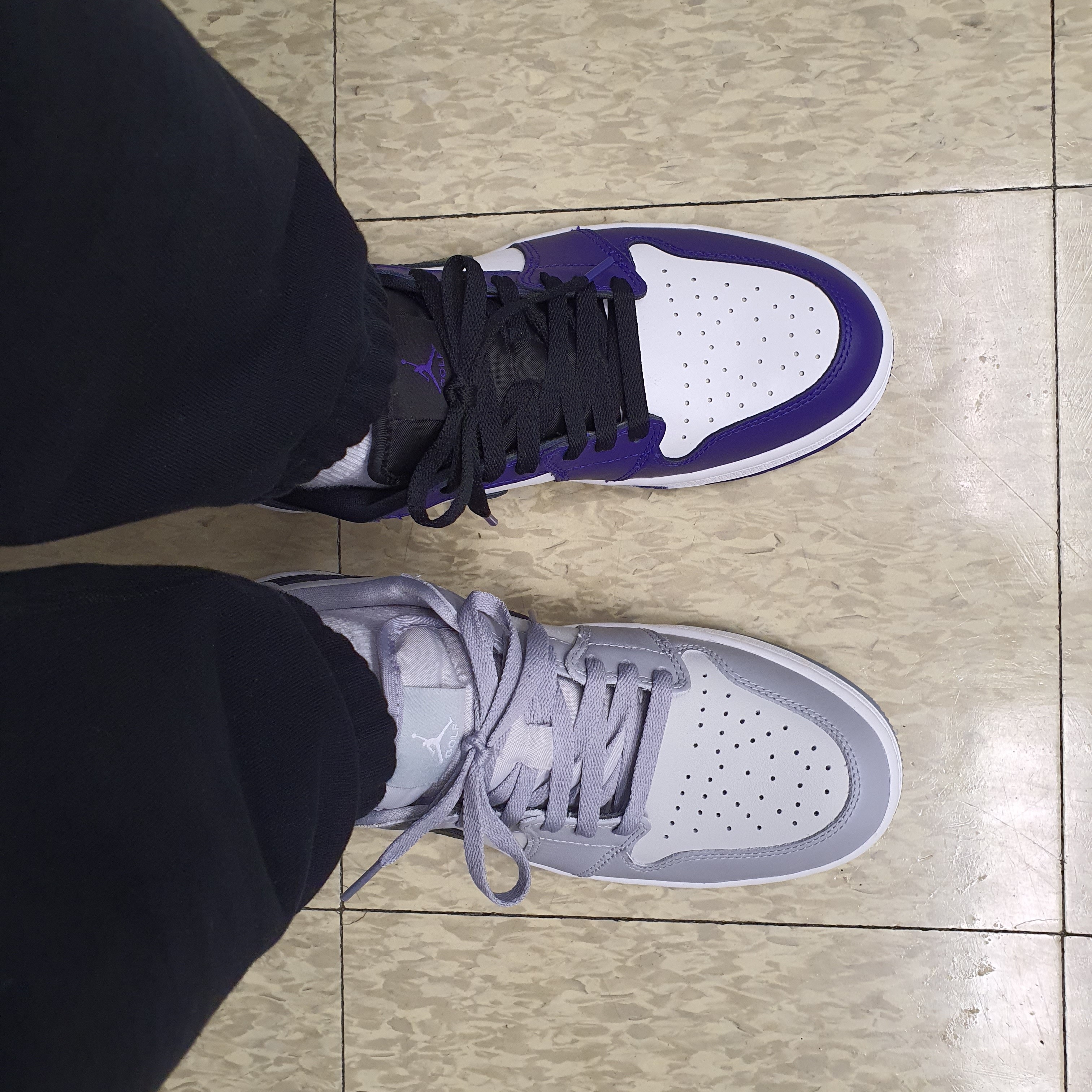 Jordan 1 Low Golf Wolf Grey, Jordan 1 Low Golf Court Purple 착용 스타일