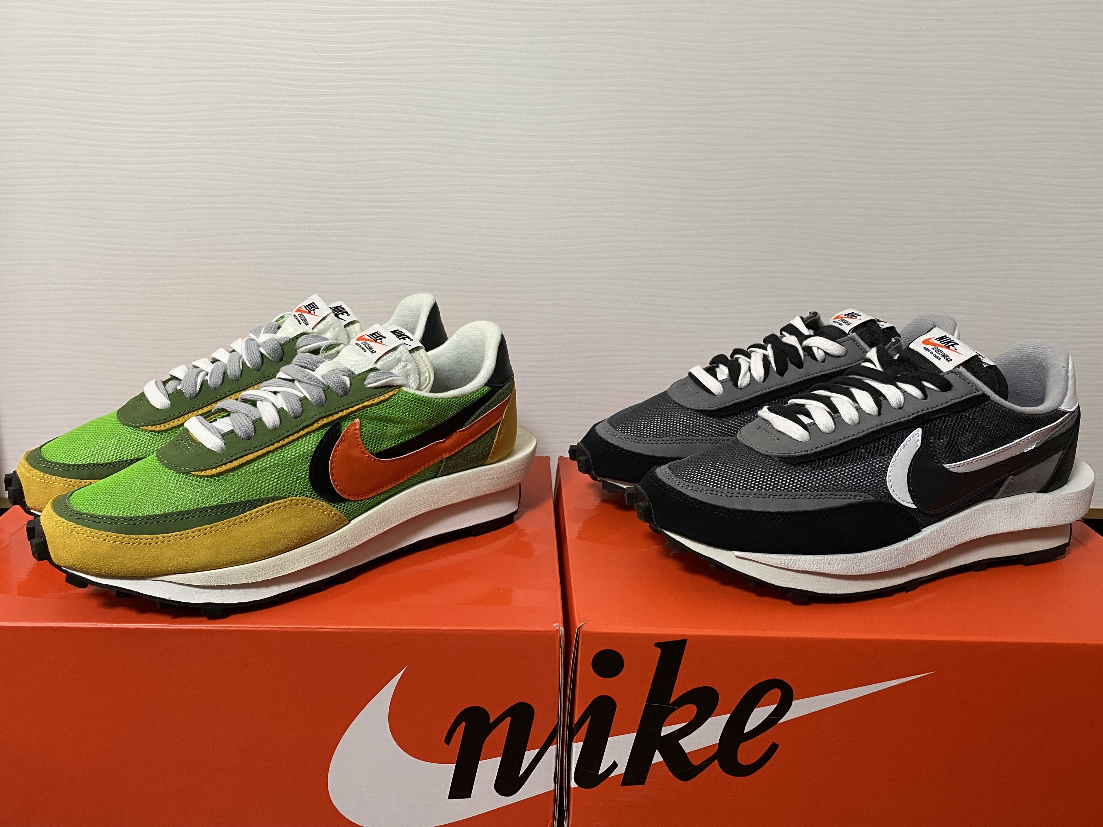 Nike x Sacai LDWaffle Black, Nike x Sacai LDWaffle Green Multi 착용 스타일