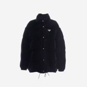 (W) Prada Convertible Velvet Down Jacket Black