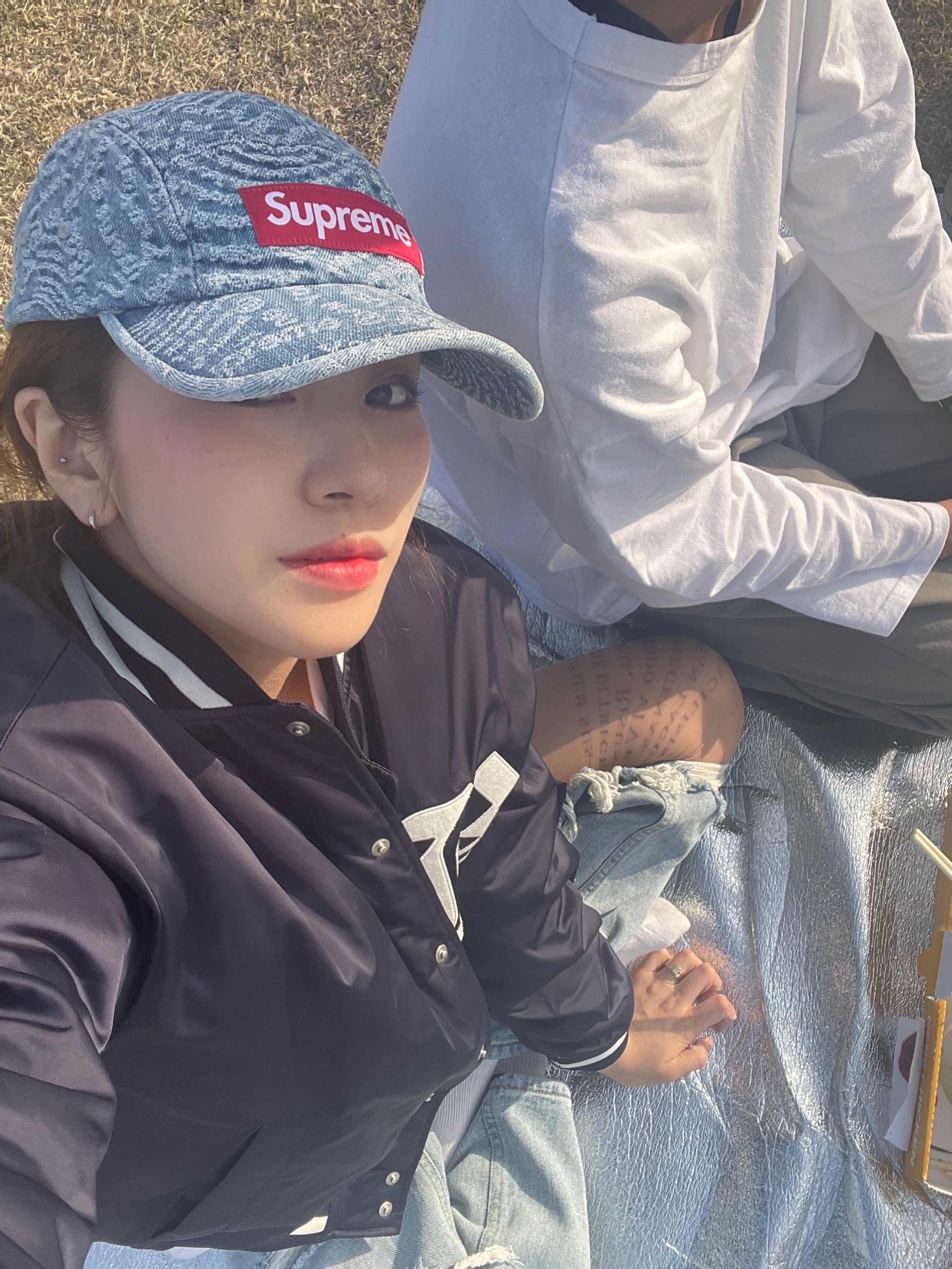 Supreme Circles Jacquard Denim Camp Cap Blue - 21FW 착용 스타일