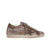 (W) Golden Goose Superstar Silver Glitter Dark Grey Suede Heel Tab Sneakers