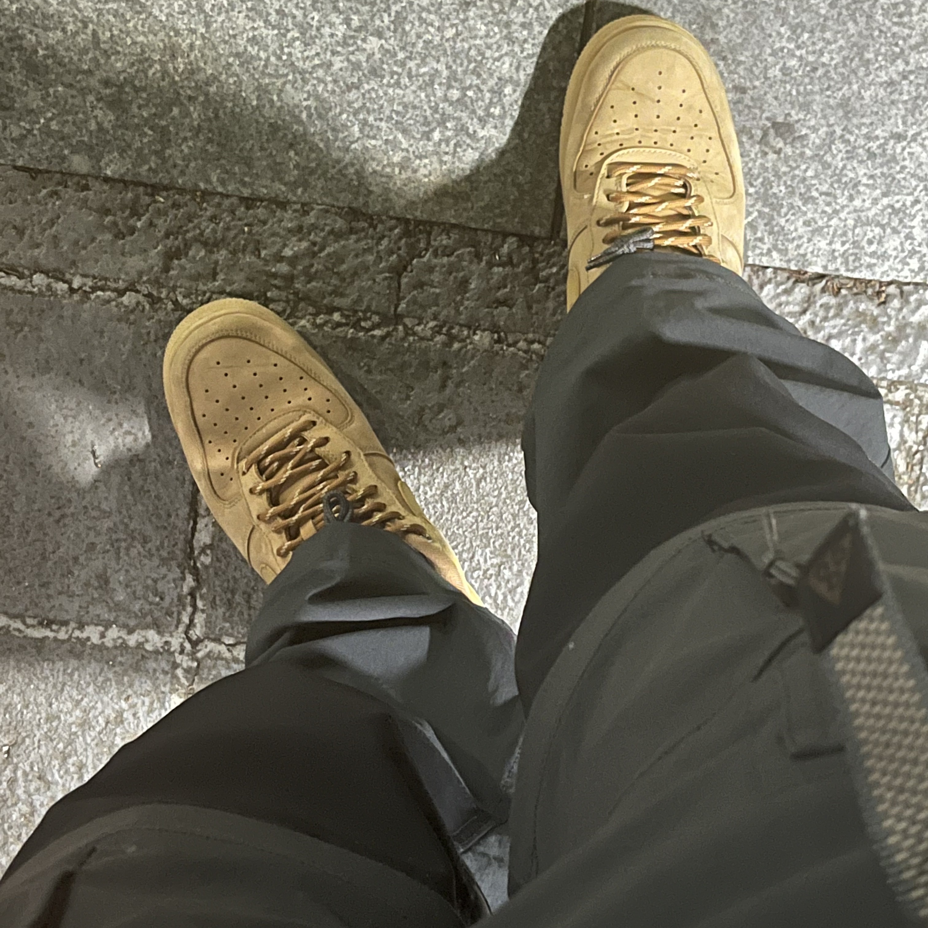 Nike Air Force 1 '07 WB Flax, Nike ACG Smith Summit Cargo Pants Dark Smoke Grey - Asia 착용 스타일