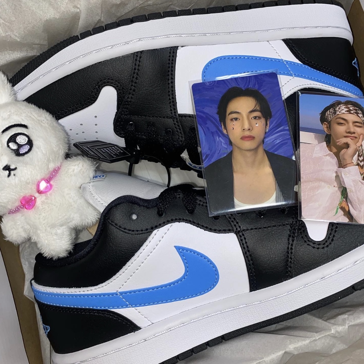(W) Jordan 1 Low Black University Blue 착용 스타일