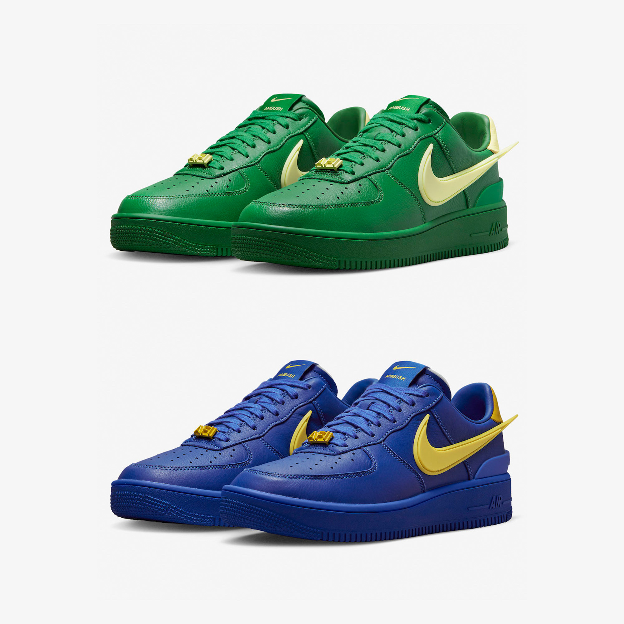Nike x Ambush Air Force 1 Low SP Pine Green and Citron, Nike x Ambush Air Force 1 Low SP Game Royal and Vivid Sulfur 착용 스타일 - 2
