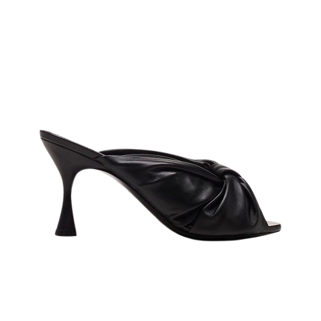 (W) 발렌시아가 스무스 나파 램스킨 드레이피 80mm 뮬 블랙((W) Balenciaga Smooth Nappa Lambskin Drapy 80mm Mule Black) - 1