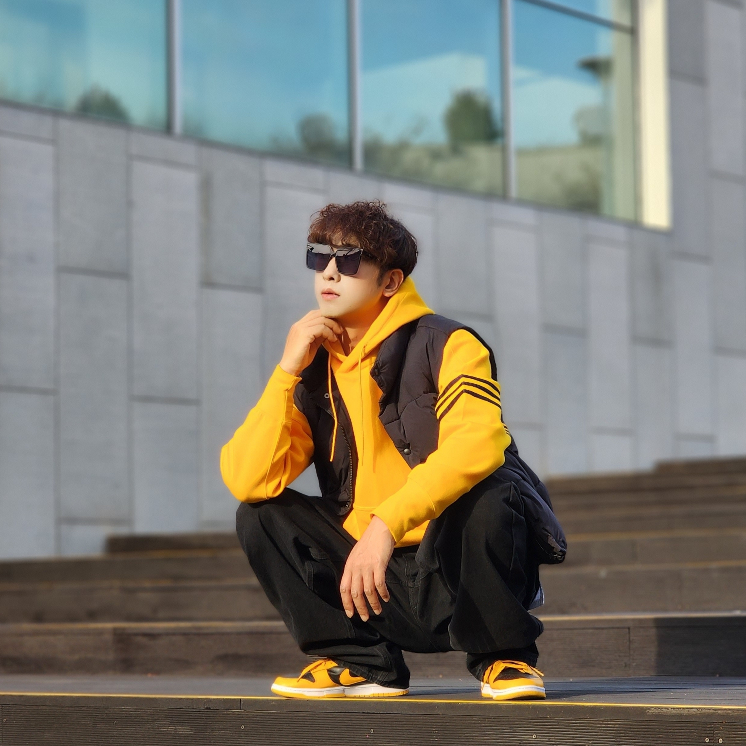 Nike Dunk Low Retro Championship Goldenrod 착용 스타일 - 4