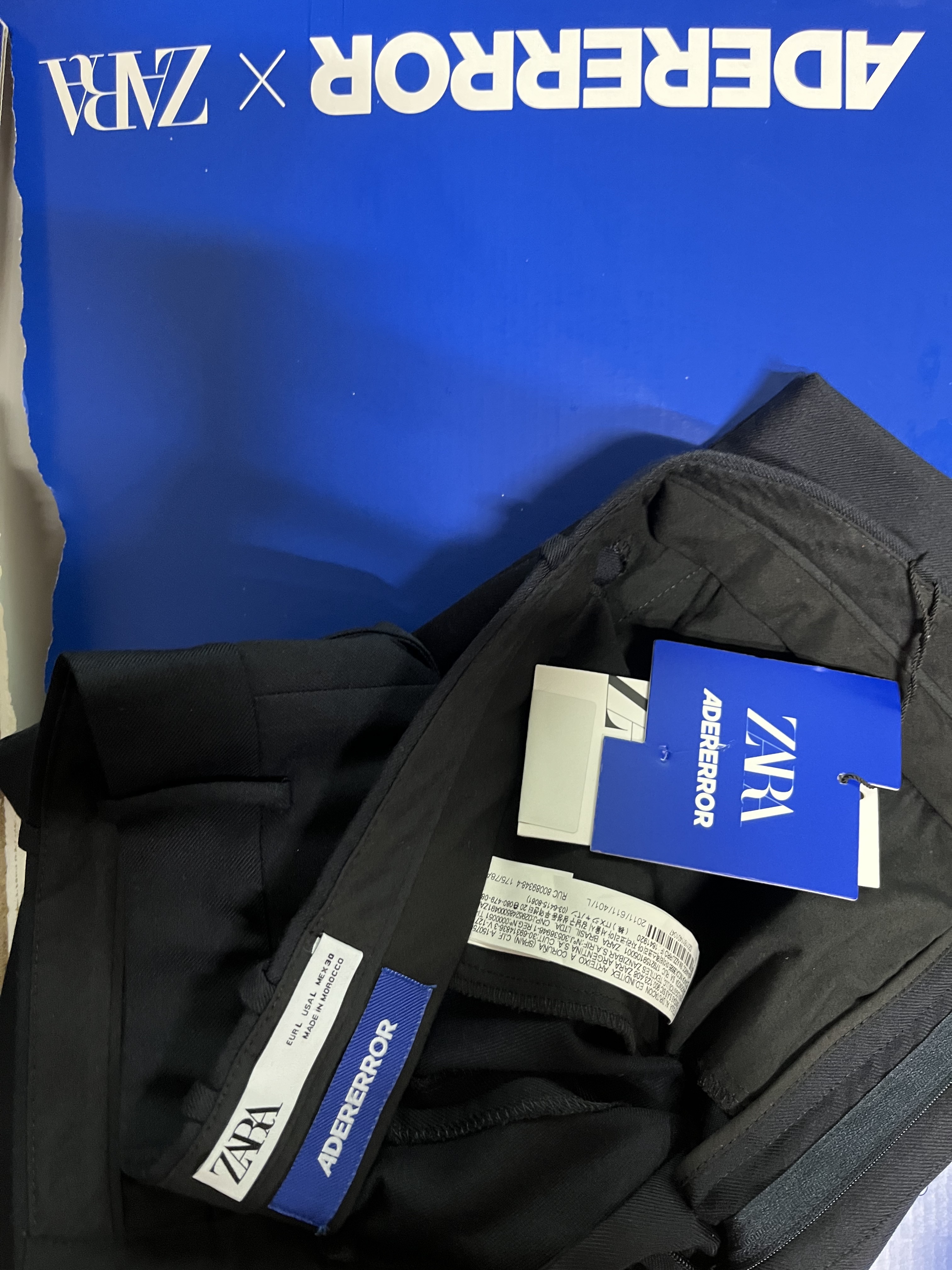 Zara x Ader Error Darted Trousers Navy 착용 스타일