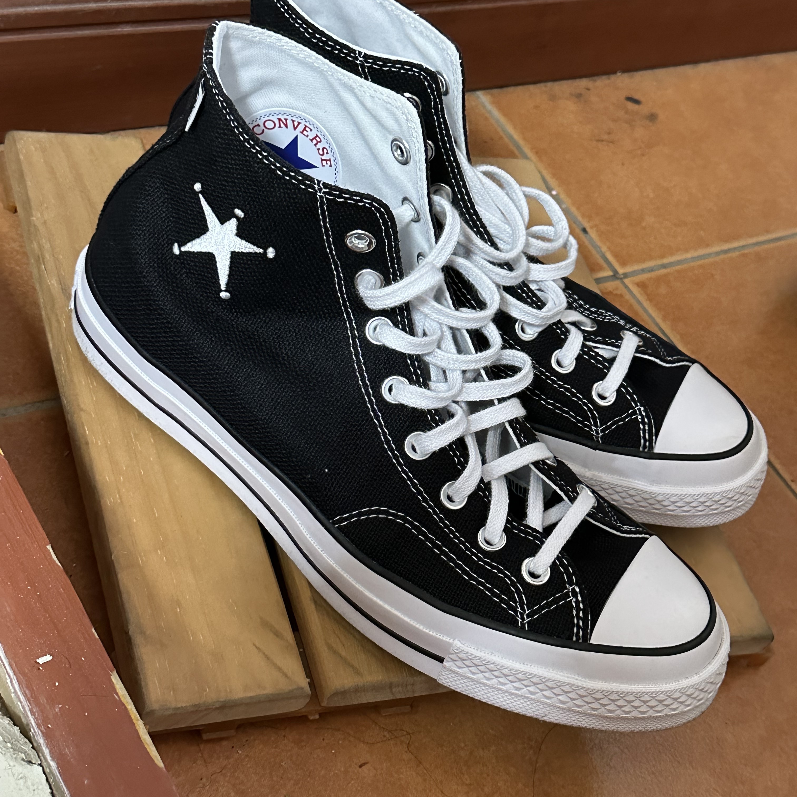Converse x Stussy Chuck 70 High Black 착용 스타일