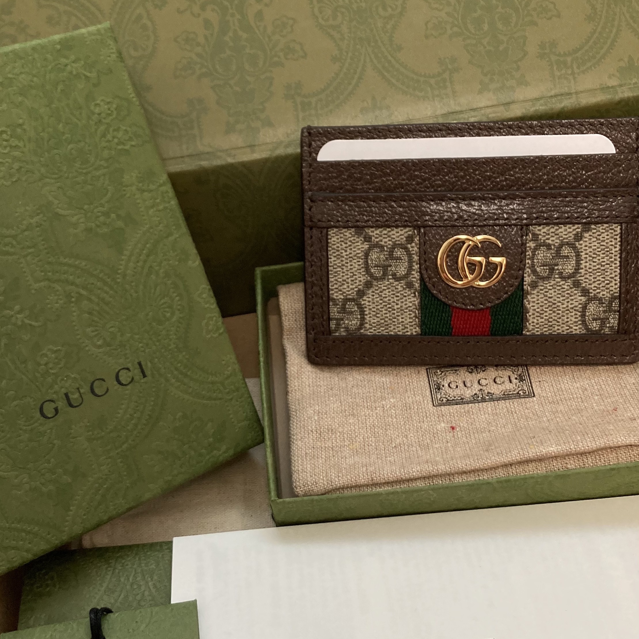 Gucci Ophidia GG Card Case Beige Ebony 착용 스타일 - 2