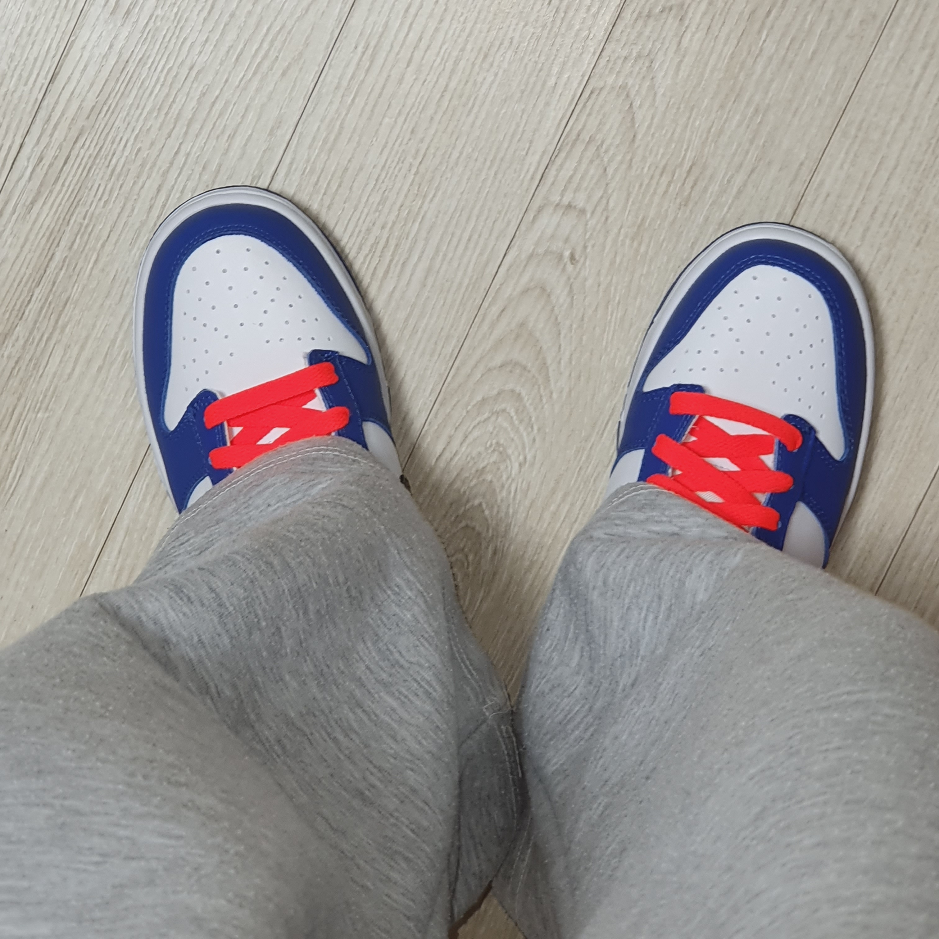 (GS) Nike Dunk Low Bright Crimson Game Royal 착용 스타일 - 2