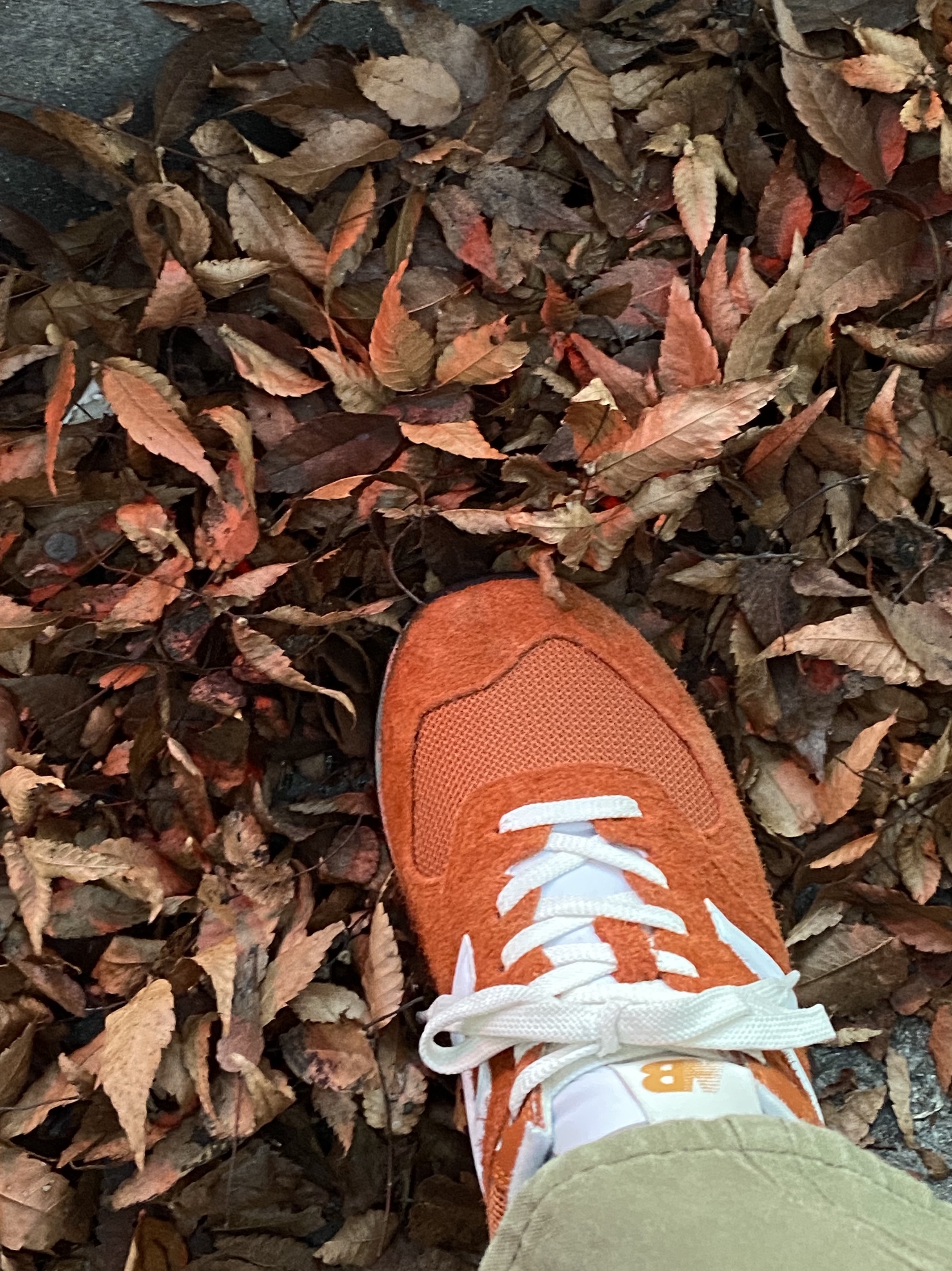 New Balance 574 Heritage Orange Burst White 착용 스타일 - 4