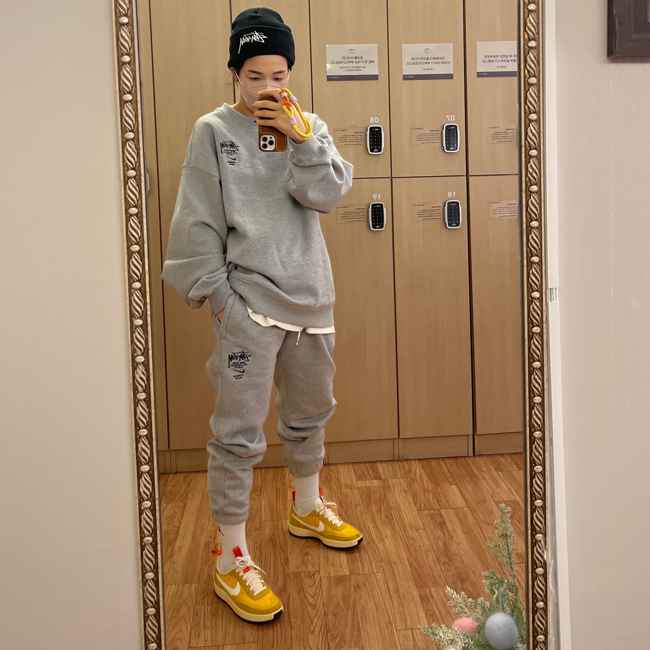 Nike x Stussy NRG ZR Fleece Pants Heather Grey - US/EU, Nike x Stussy NRG ZR Fleece Crewneck Heather Grey - US/EU 착용 스타일