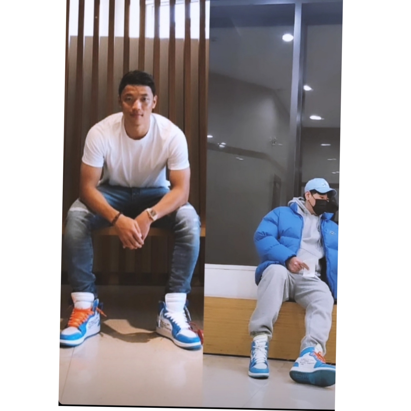 Jordan 1 x Off-White Retro High University Blue 착용 스타일