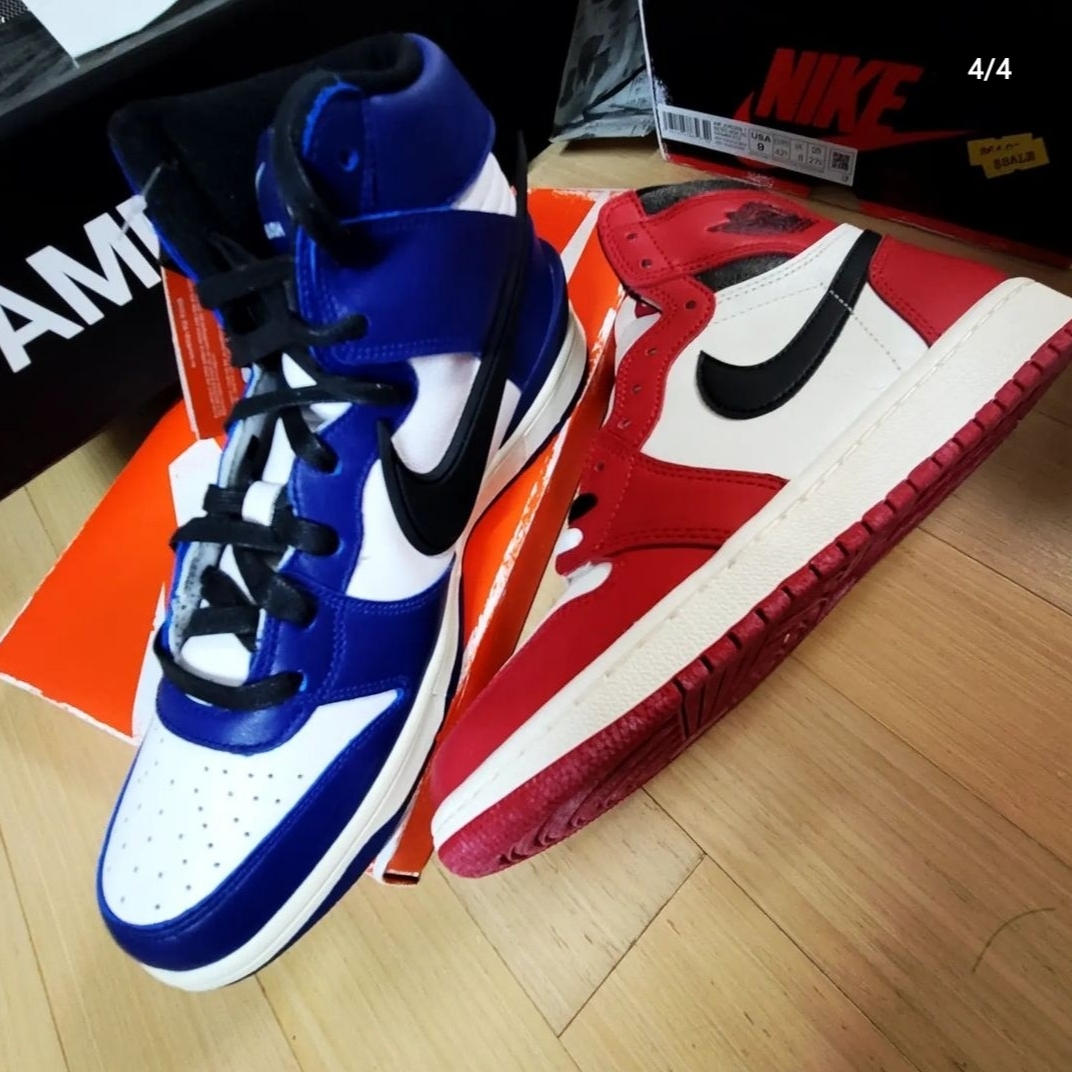 Jordan 1 Retro High OG Chicago 2022, Nike x Ambush Dunk High Deep Royal Blue 착용 스타일 - 2