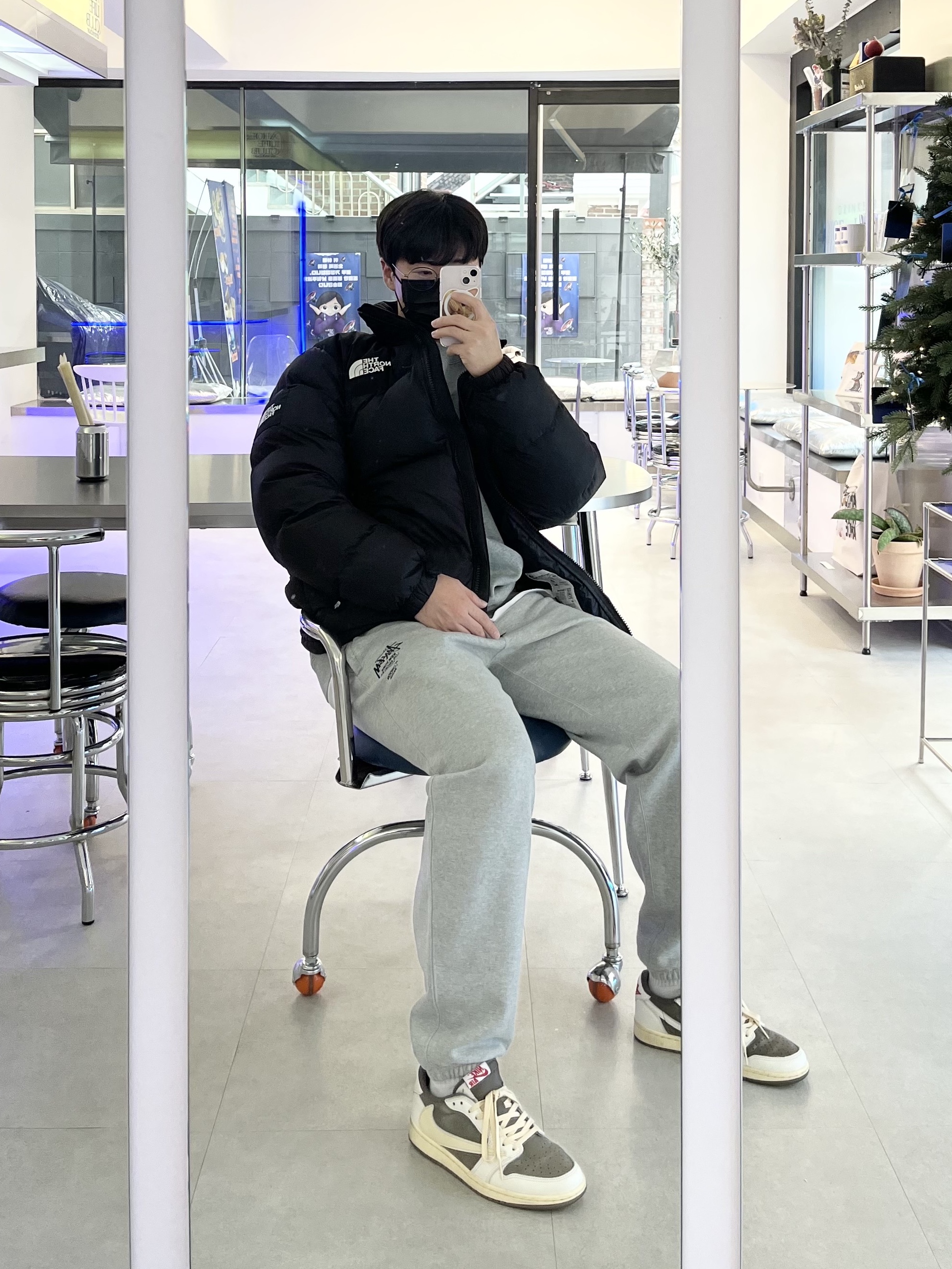 Nike x Stussy NRG ZR Fleece Crewneck Heather Grey - US/EU, Nike x Stussy NRG ZR Fleece Pants Heather Grey - US/EU 착용 스타일