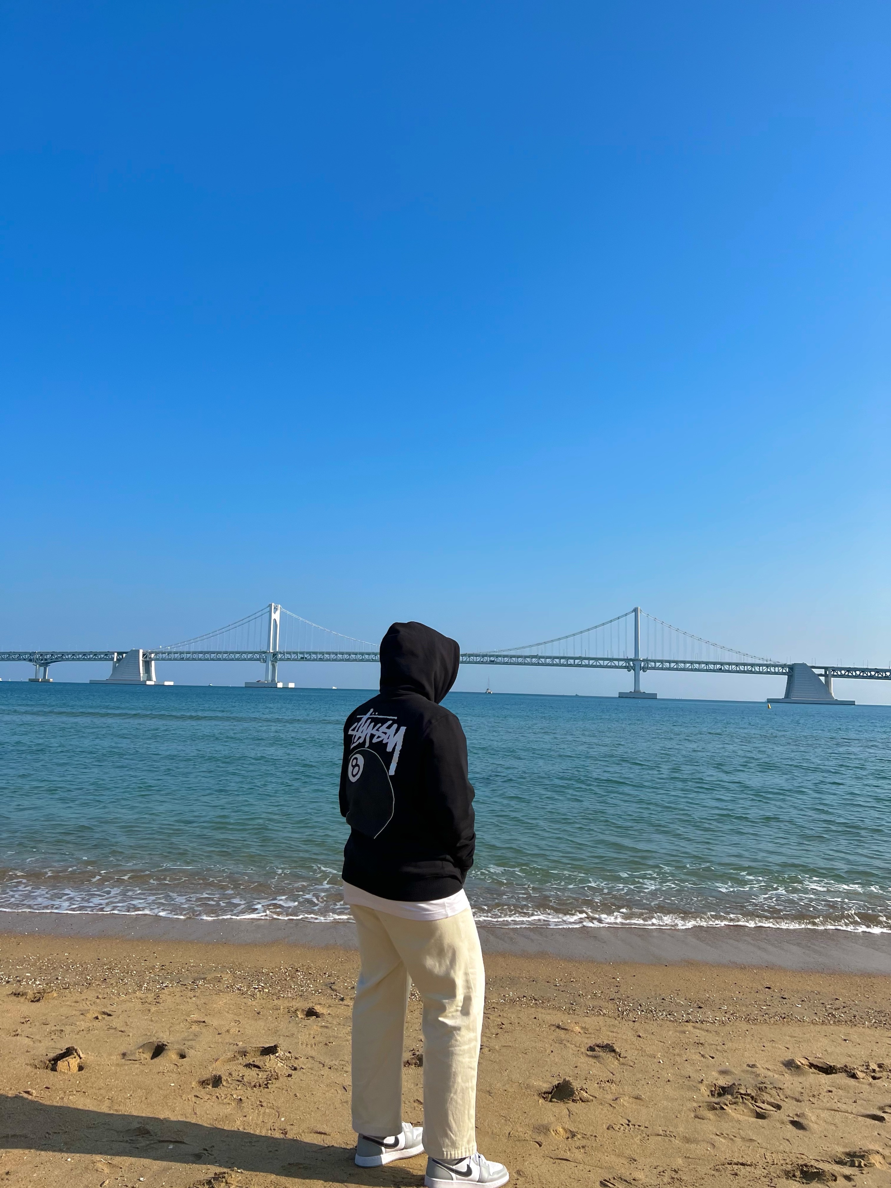 Stussy 8 Ball Hoodie Black - 21FW, Jordan 1 Mid Light Smoke Grey Anthracite 착용 스타일