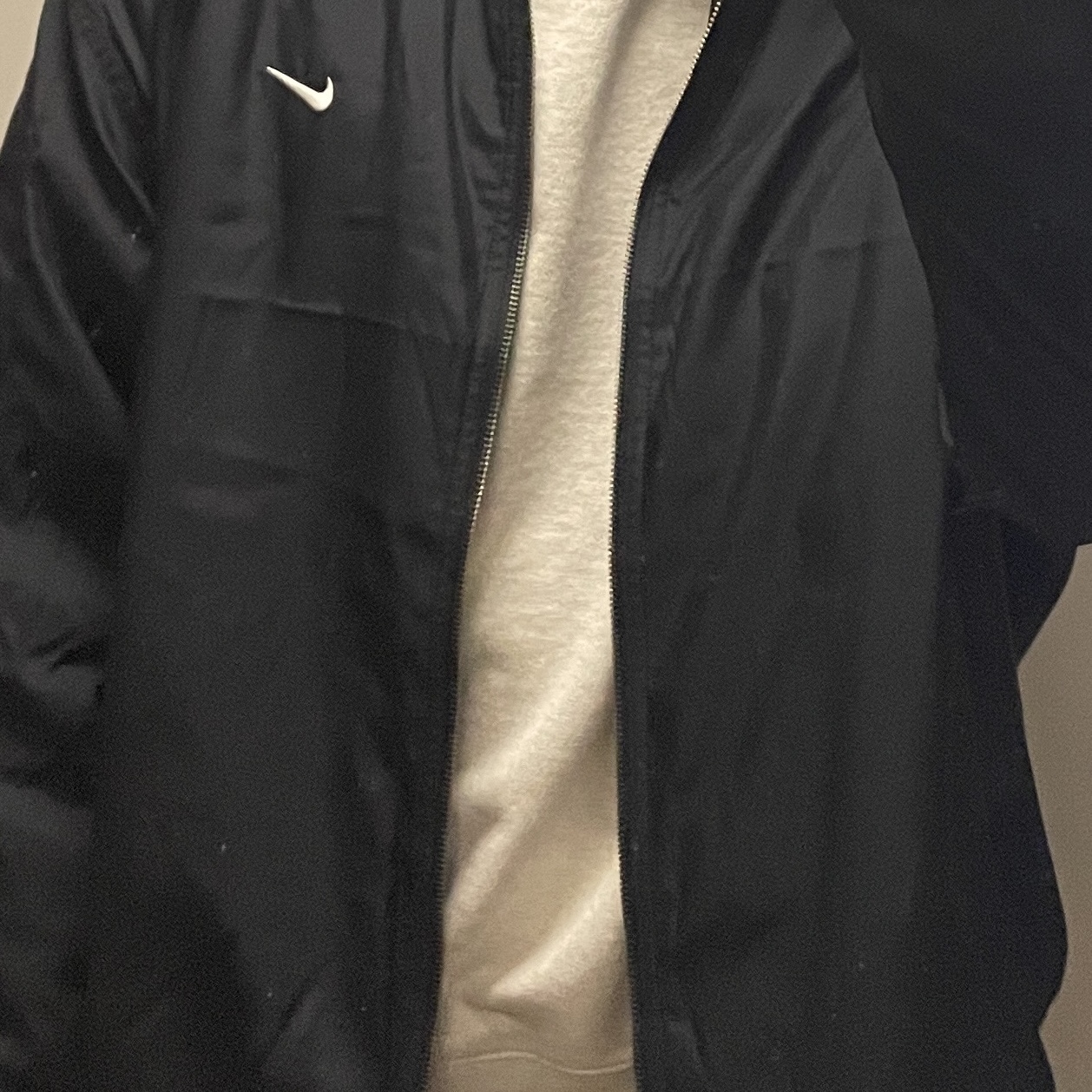 Nike NRG Solo Swoosh Satin Bomber Jacket Black Kumquat - US/EU 착용 스타일