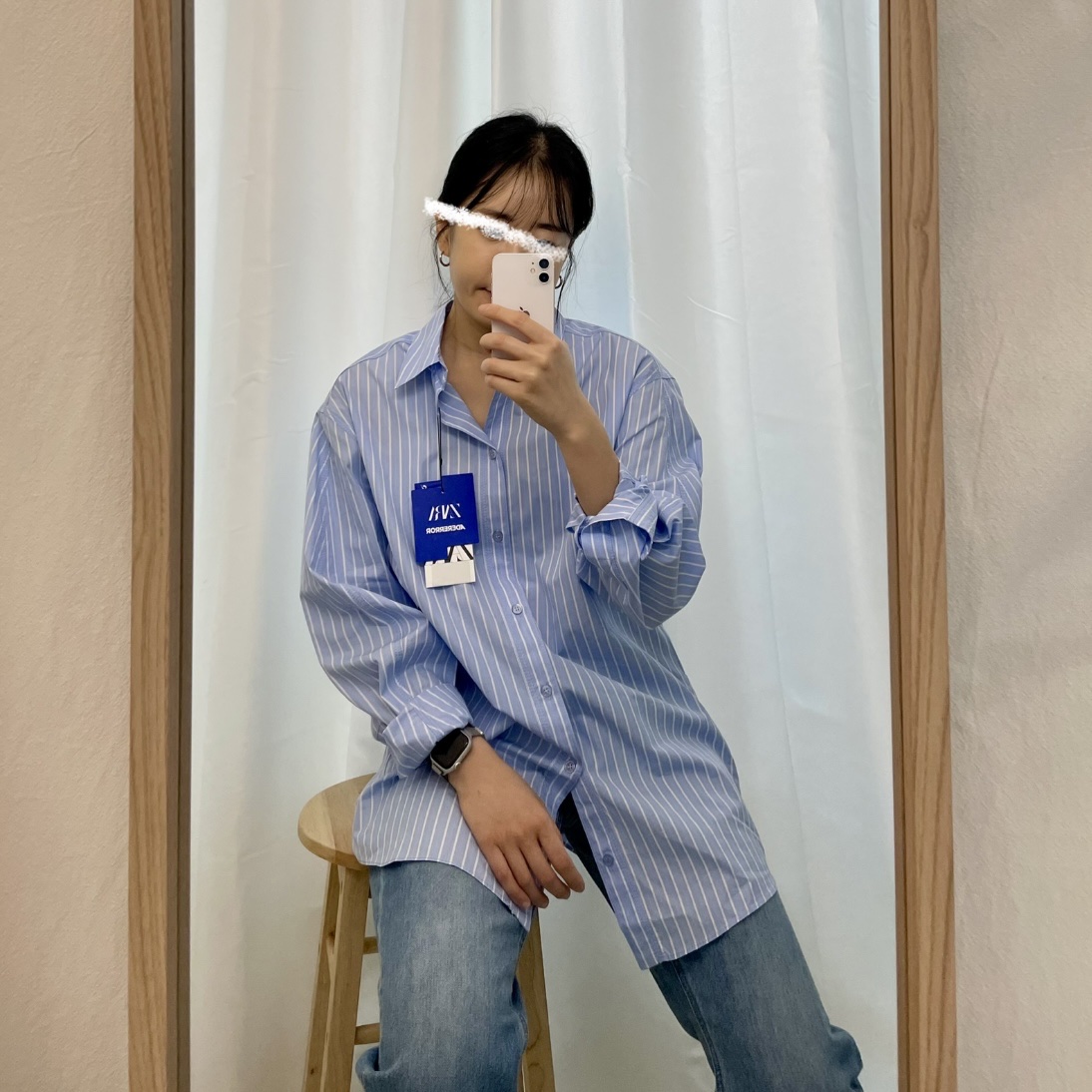 Zara x Ader Error Striped Poplin Shirt Stripe 착용 스타일 - 1